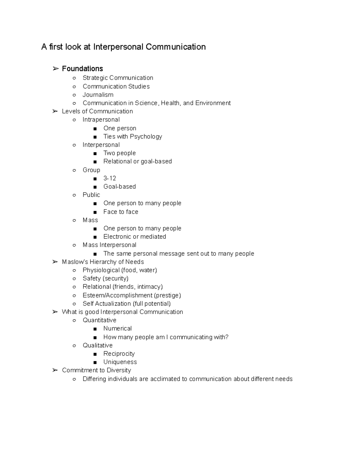 Chapter 1: A First Look At Interpersonal Communication Part One - A ...