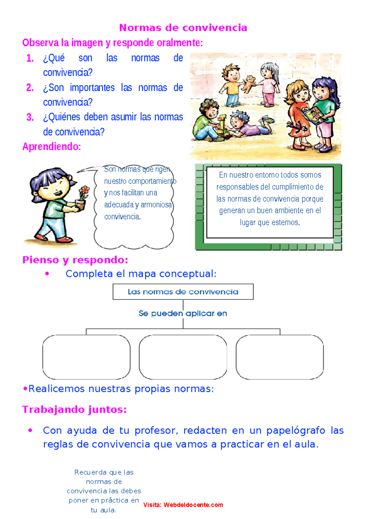 Normas de Convivencia para Primer Grado de Primaria - Normas de ...
