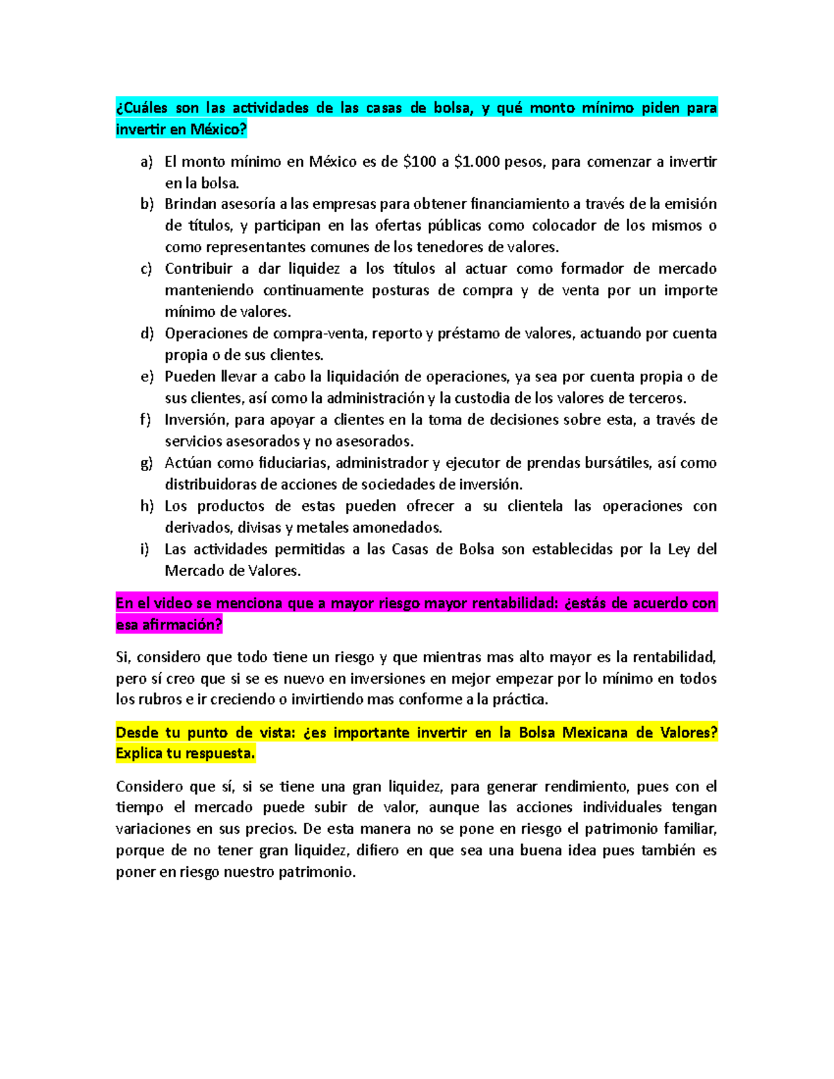 Foro De Discusion - Obligatorios - ¿Cuáles Son Las Actividades De Las ...