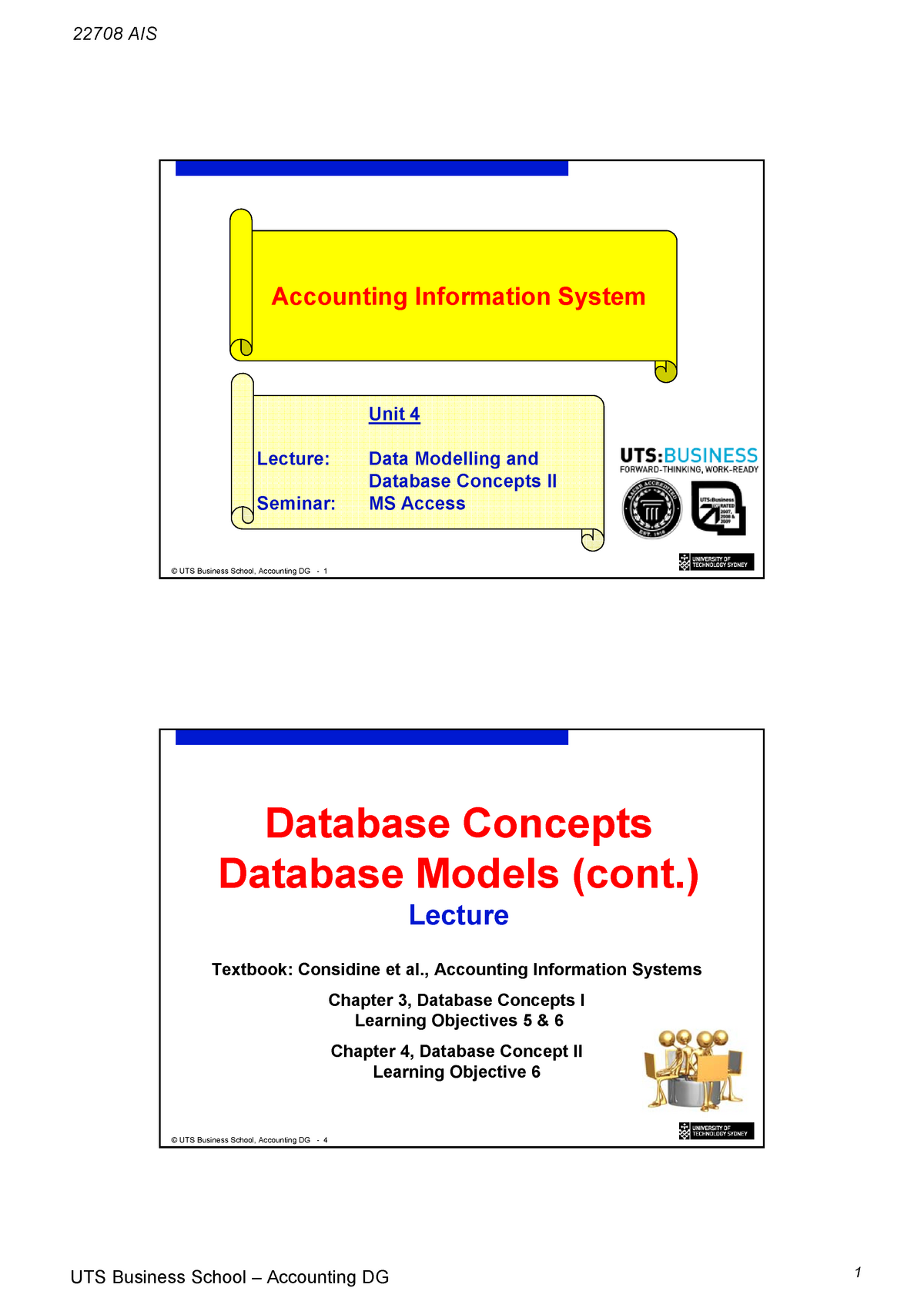 Lec04 22708 AIS - Lecture Notes 4 - 22708 AIS Accounting Information ...