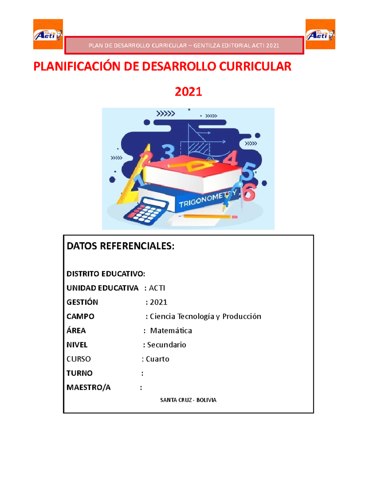 PDC Matemática 4TO 2021 - PLAN DE DESARROLLO CURRICULAR GENTILZA ...