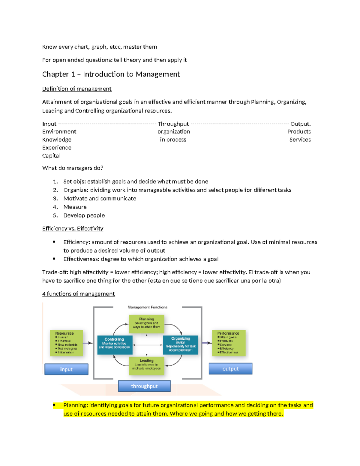 Intro Management summary - Know every chart, graph, etcc, master them ...