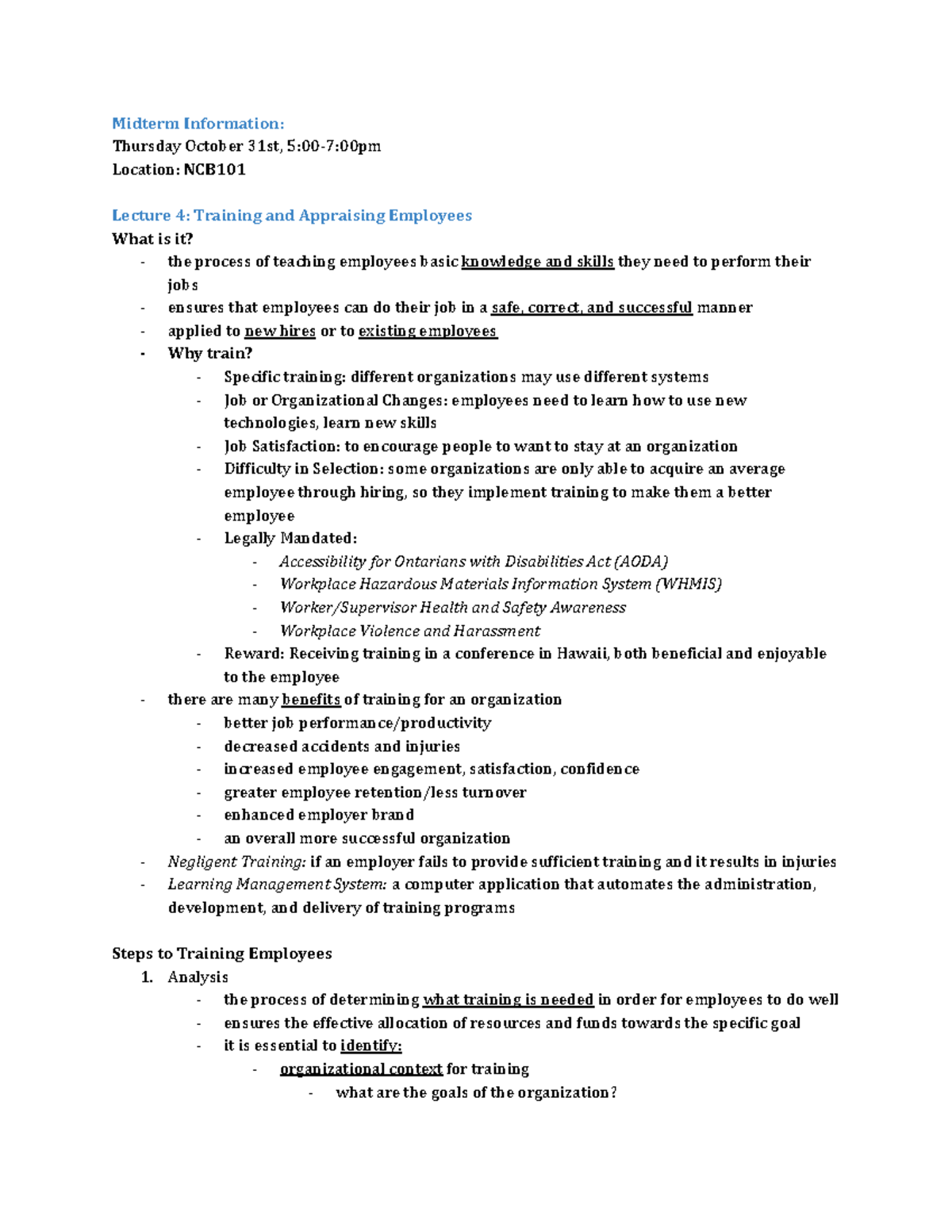 MOS1021 - Test 2 Notes - 2020 - Midterm Information: Thursday October ...
