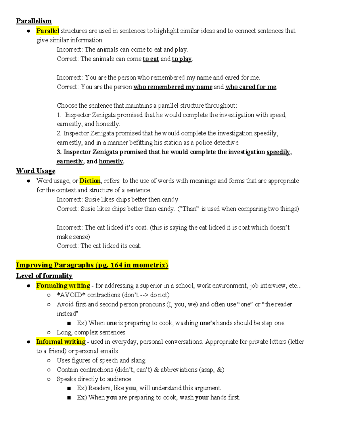 Grammar 16 - Parallelism Parallel structures are used in sentences to ...