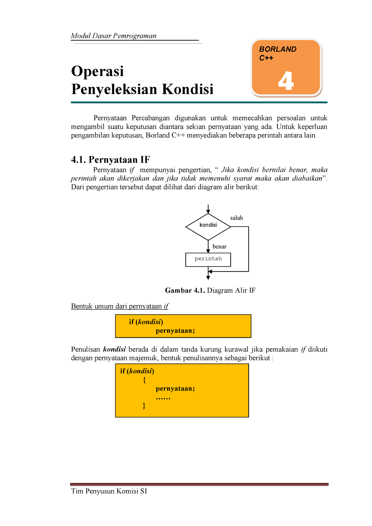 Materi Bab 4 Operator Dan Kondisi - Operasi Penyeleksian Kondisi ...