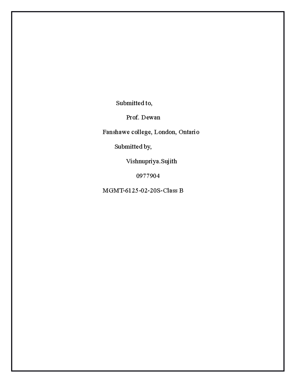 LumièRE case analysis vishnupriya - Submitted to, Prof. Dewan Fanshawe ...