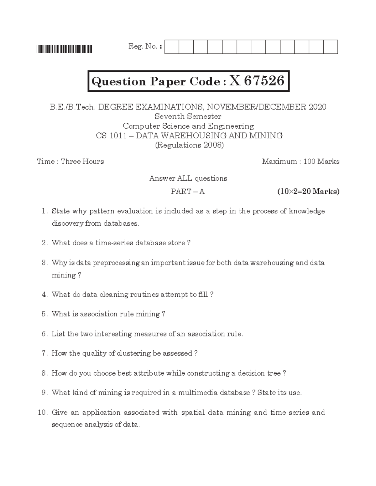 DM-QP - DM-QP - X67526 Reg. No. : Question Paper Code : X 67526 B.E./B ...