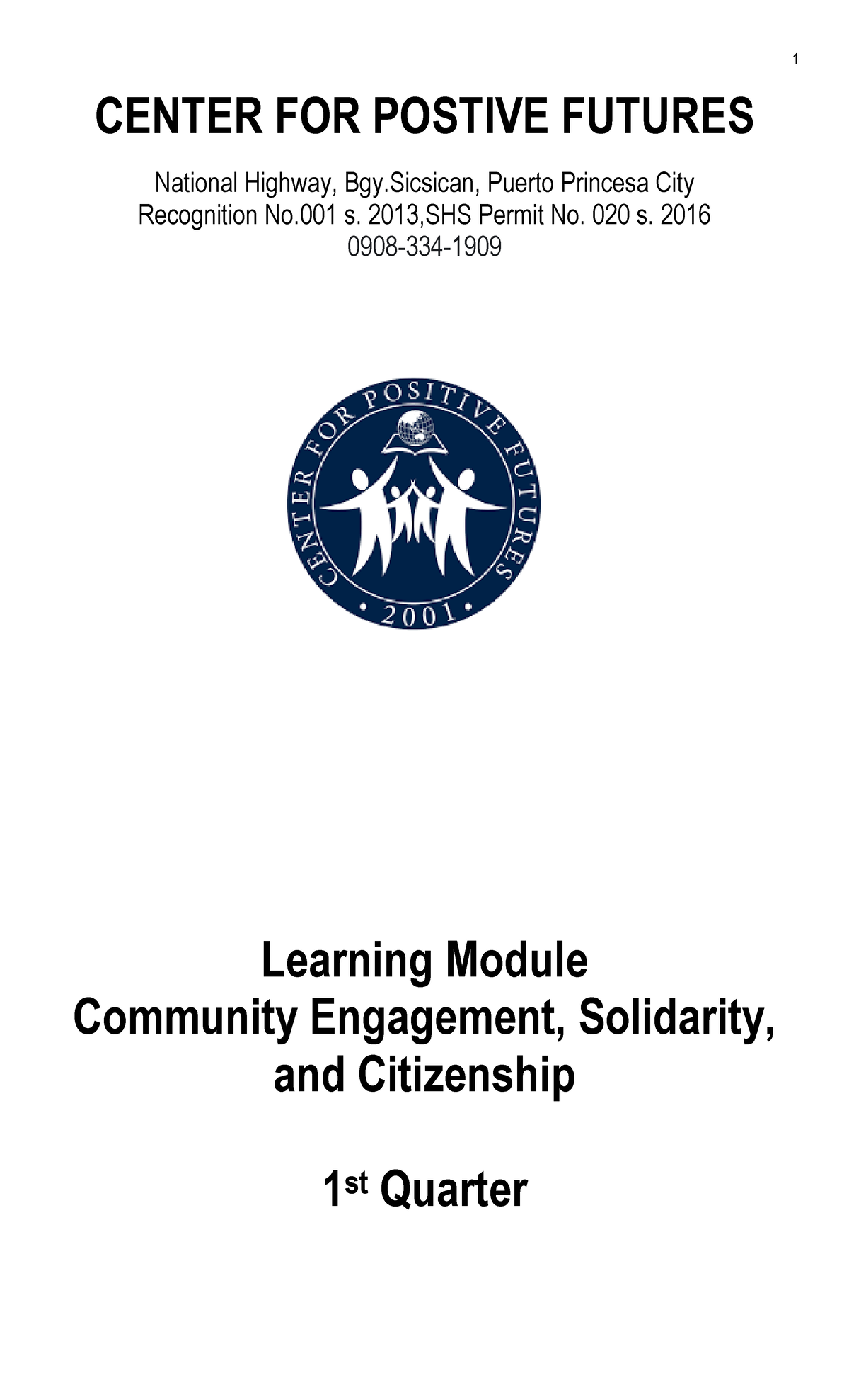 Community Engagement Solidarity And Citizenship Module - CENTER FOR ...