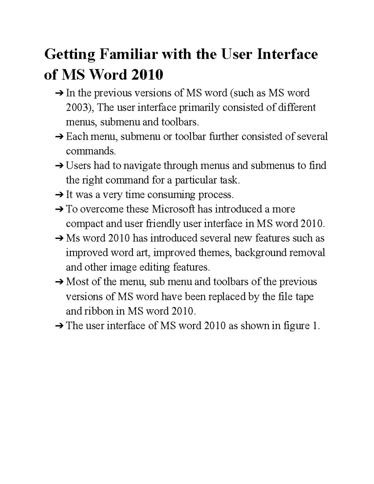 Getting Familiar with the User Interface of MS Word 2010 - Each menu ...