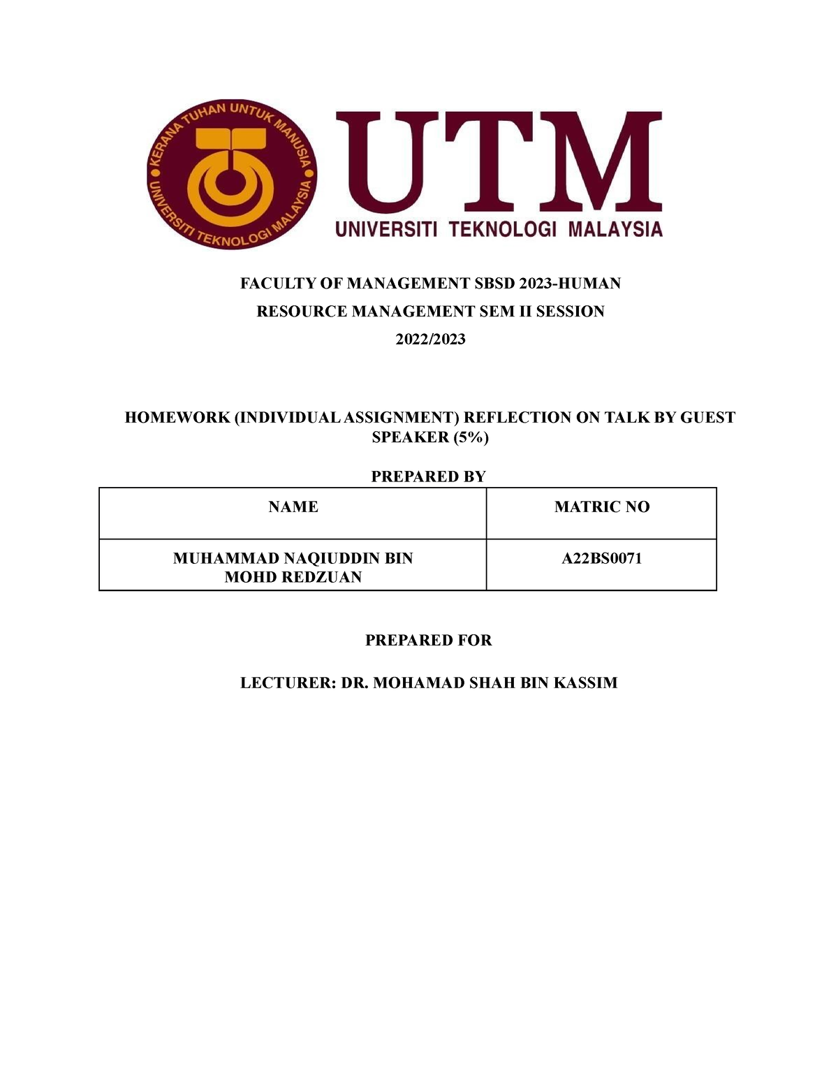 hrm individual assignment