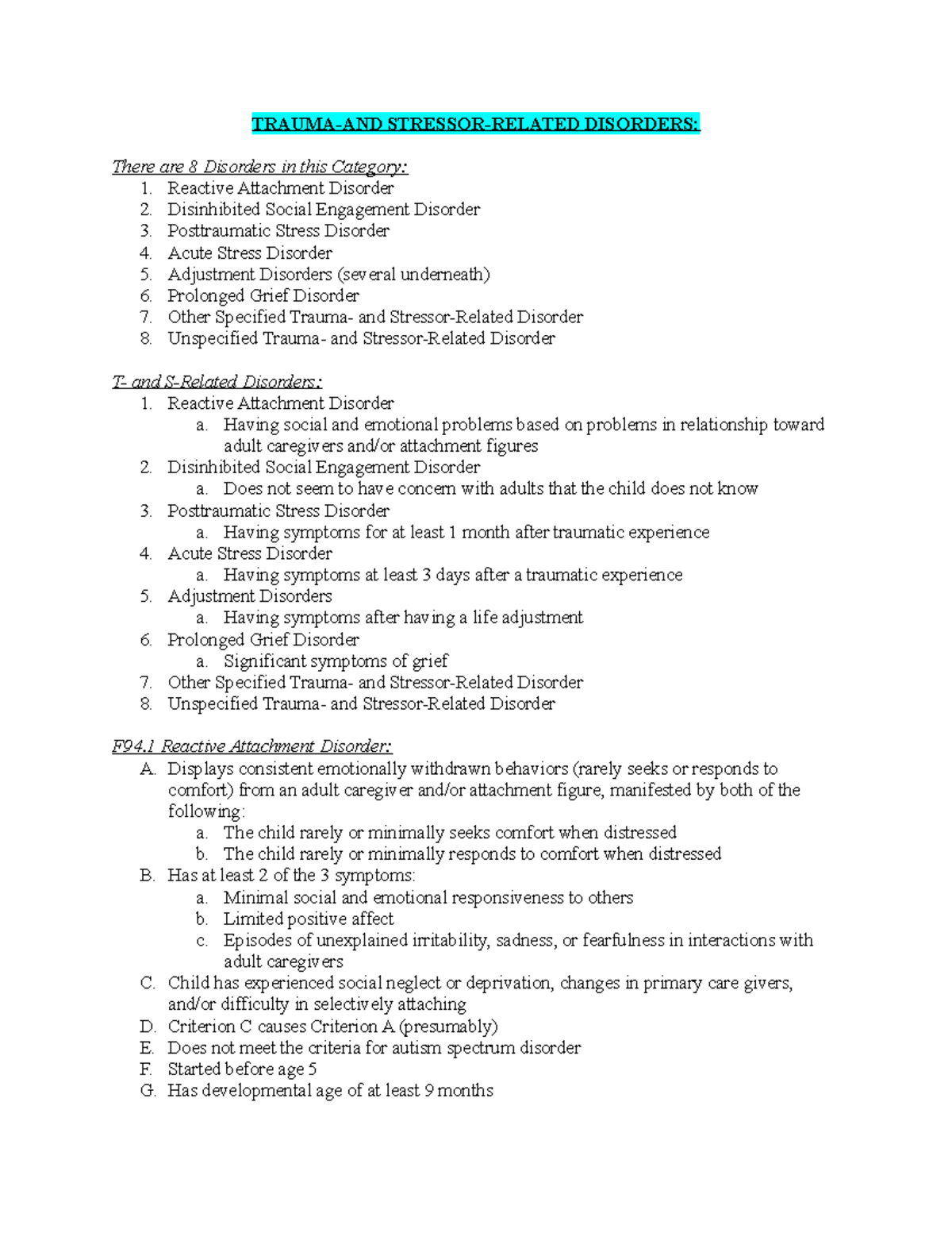 Trauma and stress related disorders and suicide assessment - TRAUMA-AND ...
