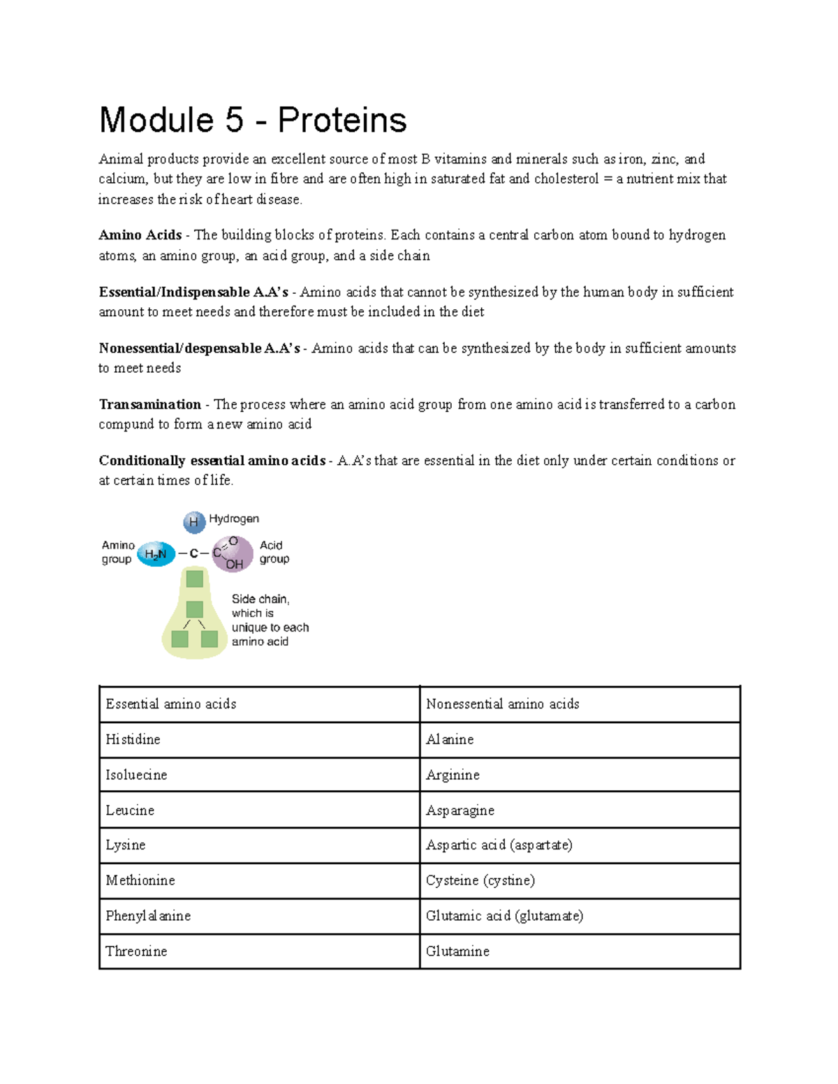 Module 5 - Protiens - Detailed Notes - Module 5 - Proteins Animal ...