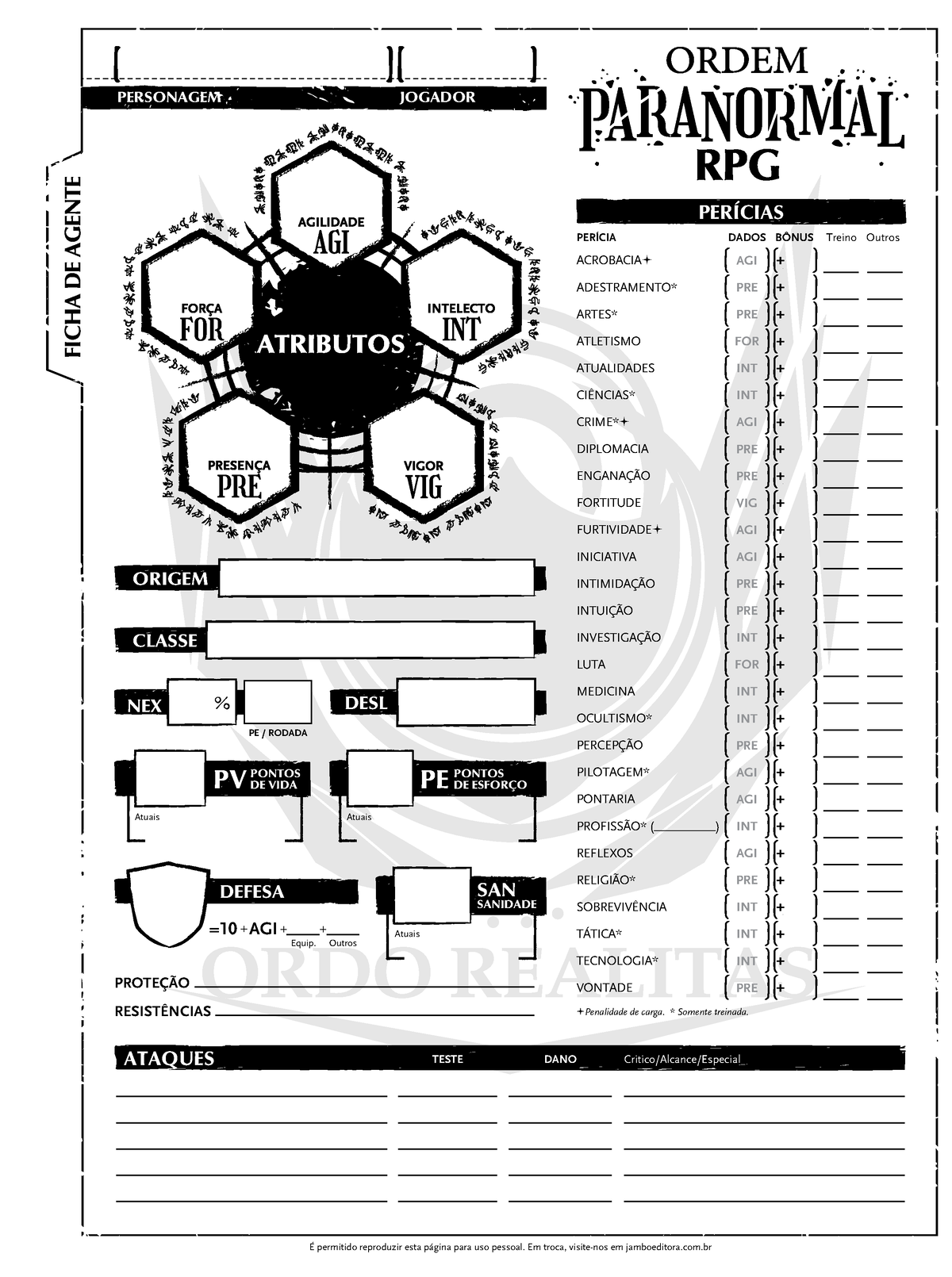 Ficha Branca Ordo Realitas - ACRO BACIA AD ESTRAM ENTO ATLETISM O