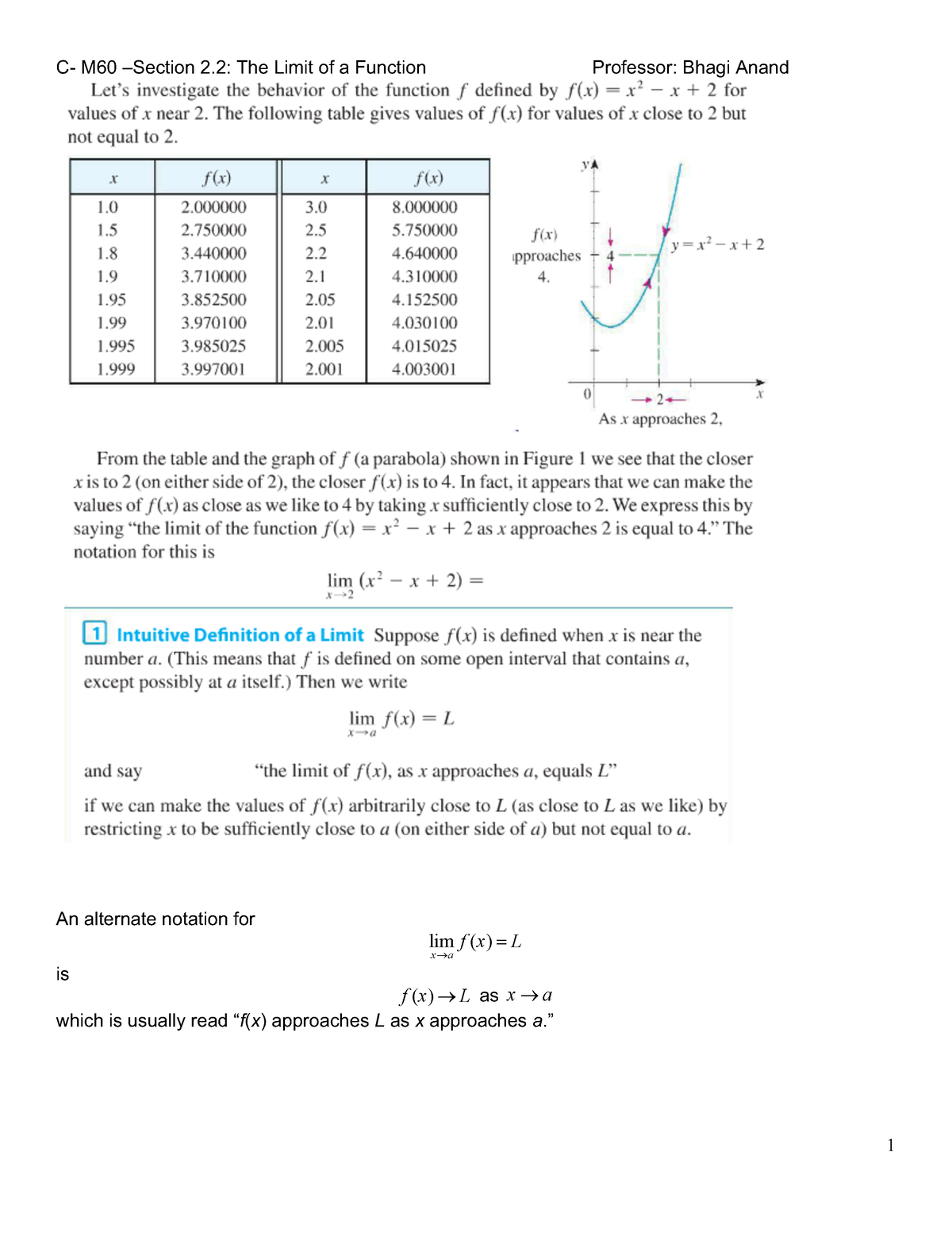 C-2 - ................ - C- M60 –Section 2: The Limit of a Function ...