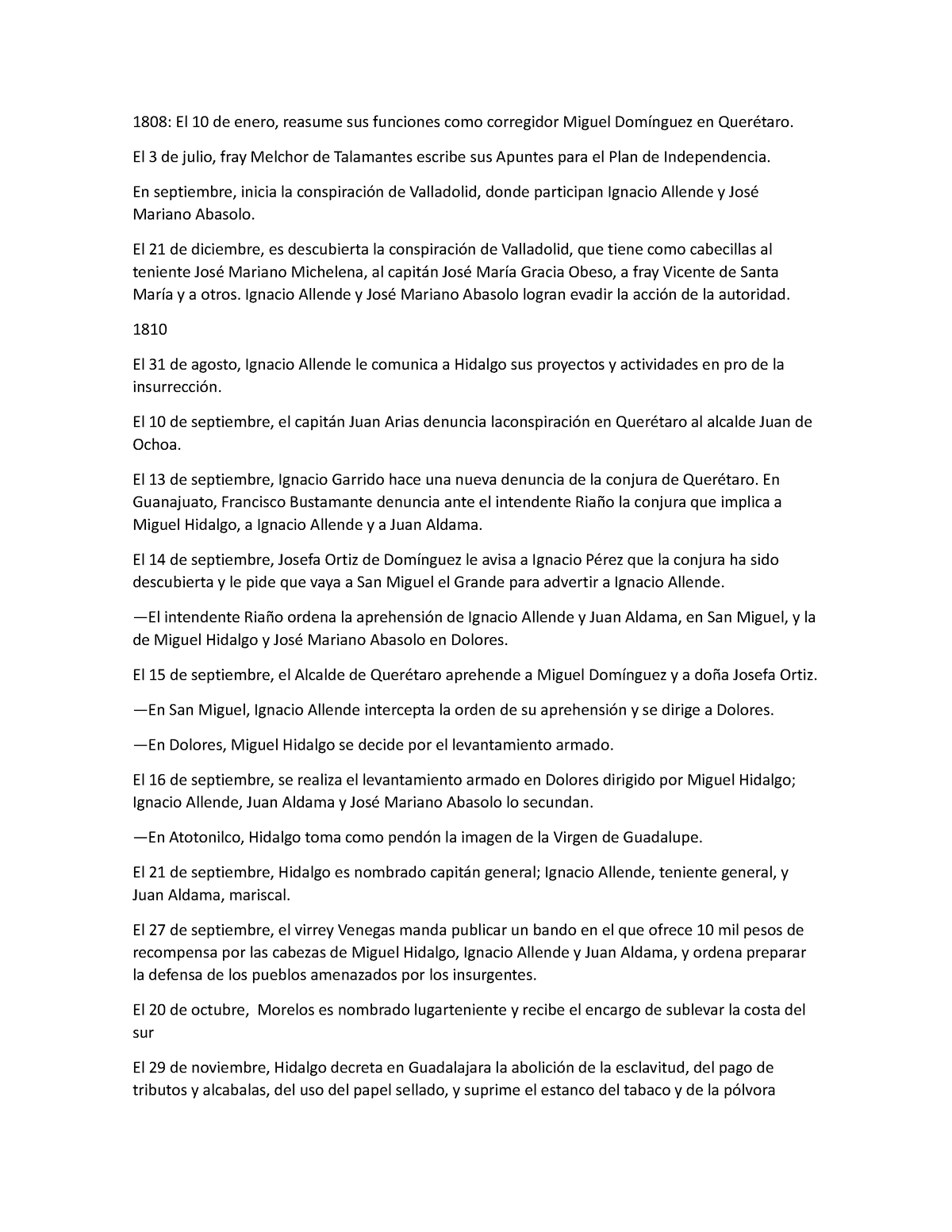 Cronologia De La Independencia De Mexico 1808 El 10 De Enero Reasume Sus Funciones Como 0644