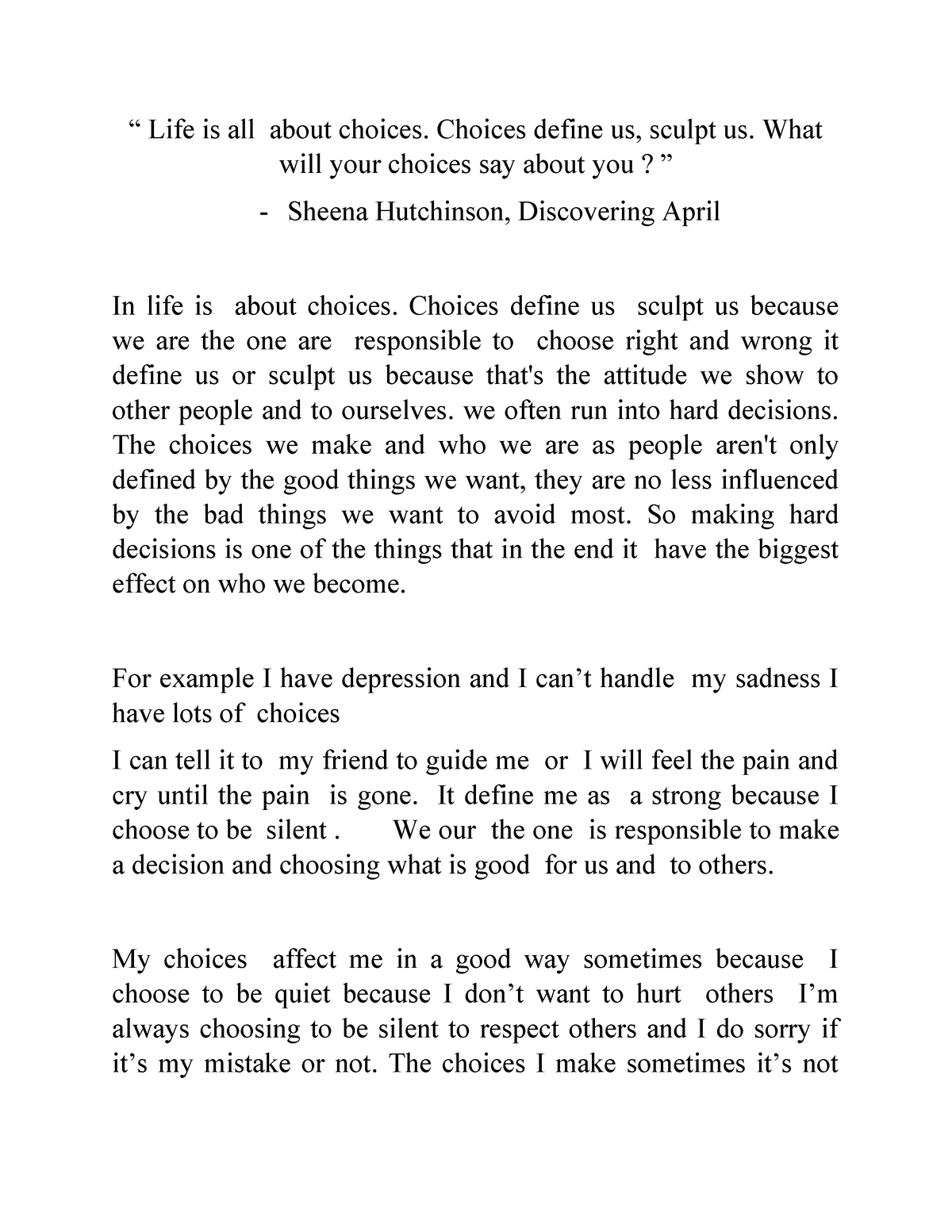 life is all about choices essay