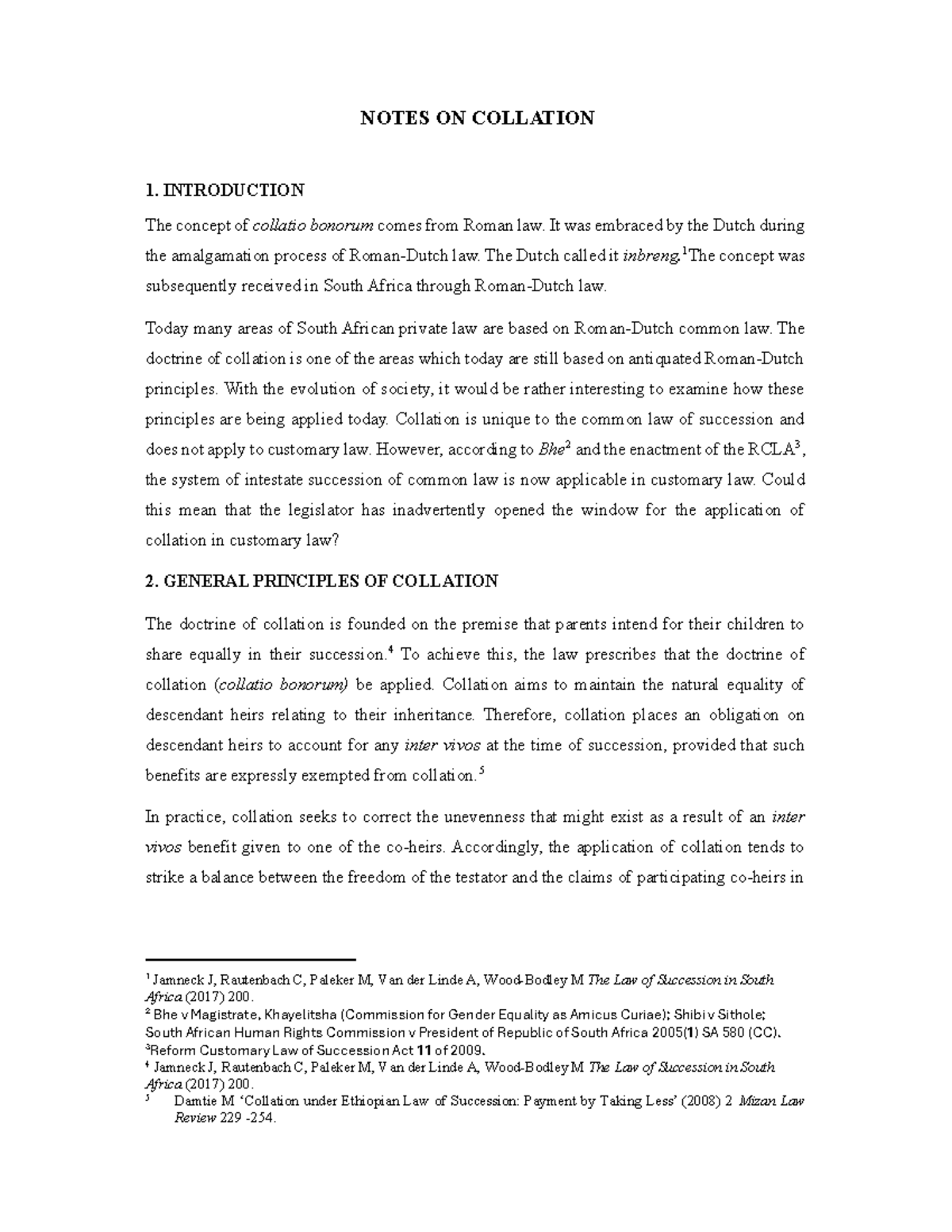 Collation - NOTES ON COLLATION 1. INTRODUCTION The concept of collatio ...