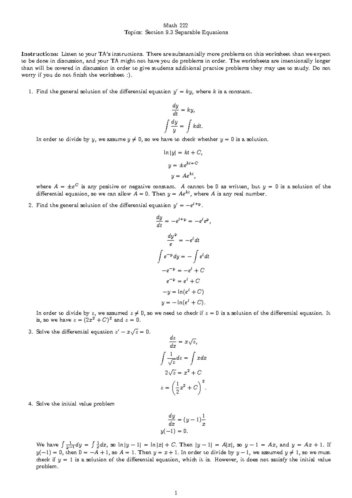 222-Wk5 - Section 9.3 worksheet solved - Math 222 Topics: Section 9 ...