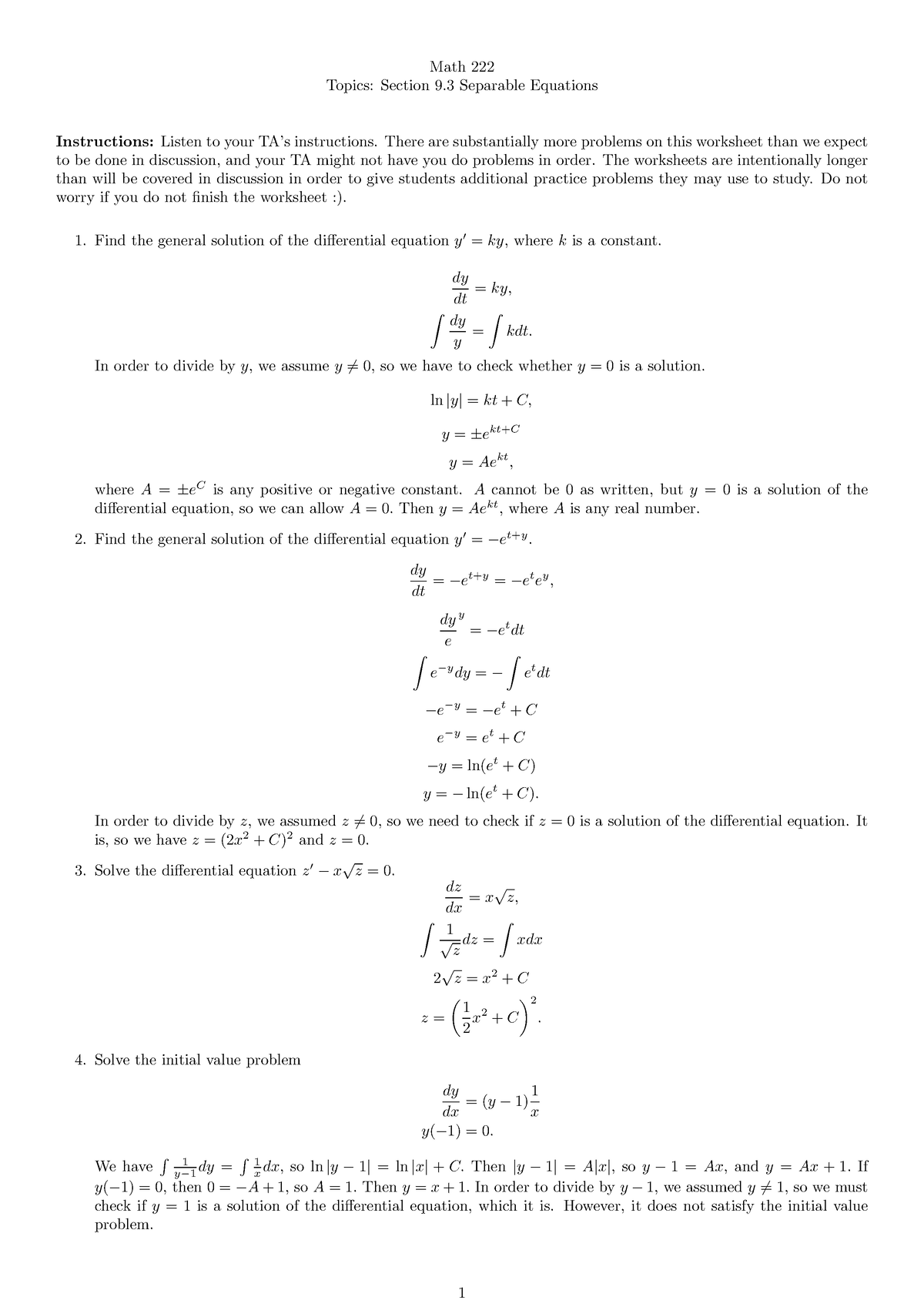 222-Wk5 - Section 9.3 worksheet solved - Math 222 Topics: Section 9 ...