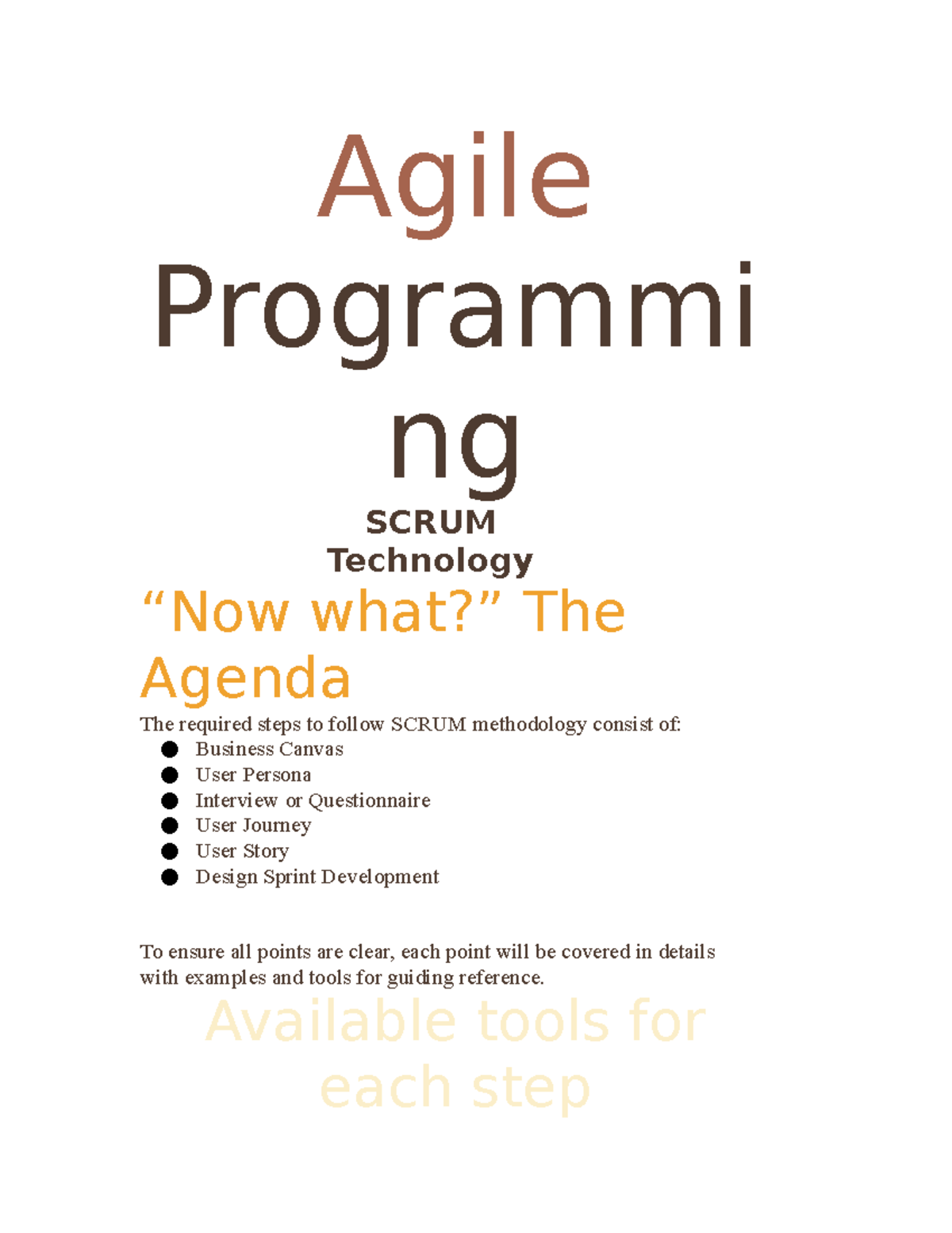 ISAProject - Agile programming steps - Agile Programmi ng SCRUM ...