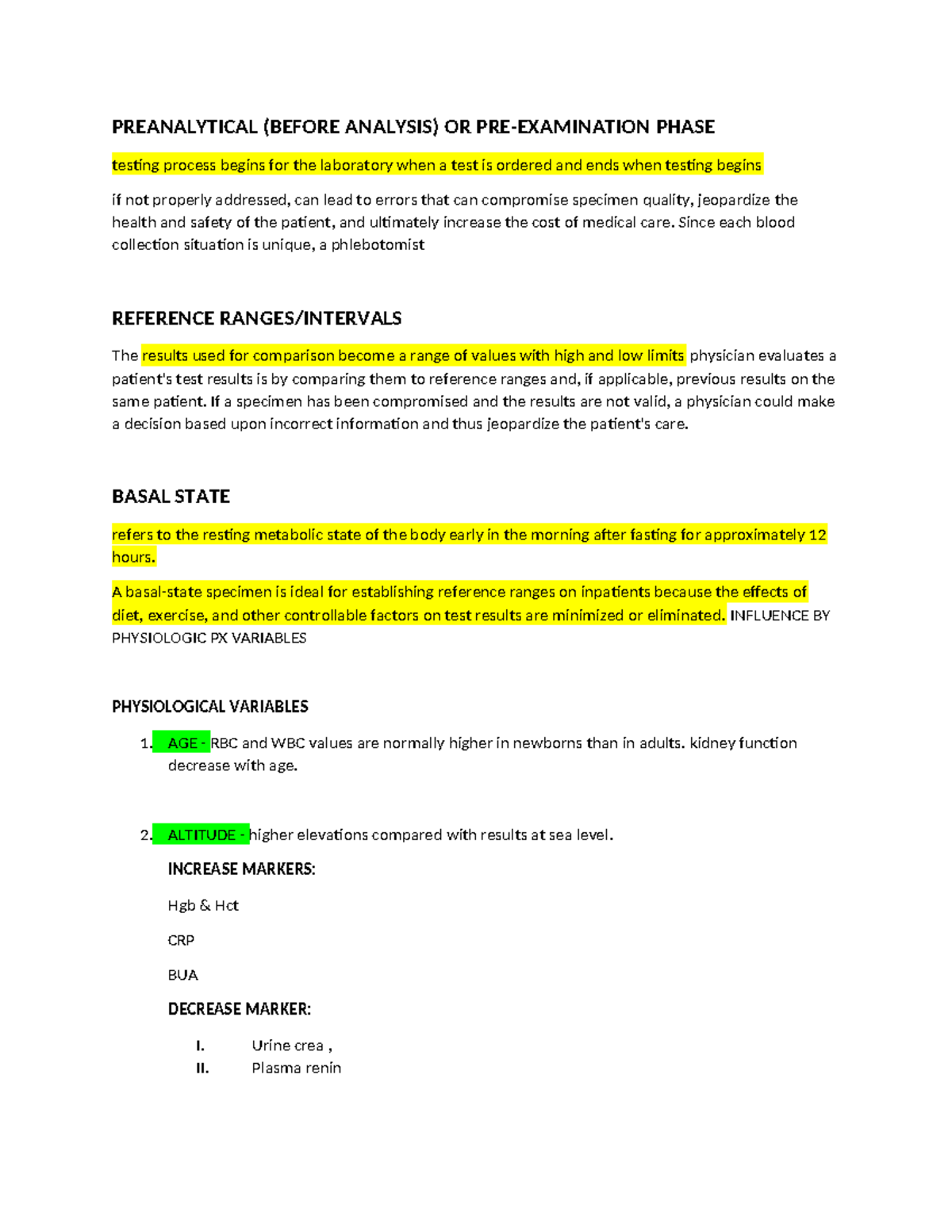 Preanalytical(before Analysis) - PREANALYTICAL (BEFORE ANALYSIS) OR PRE ...
