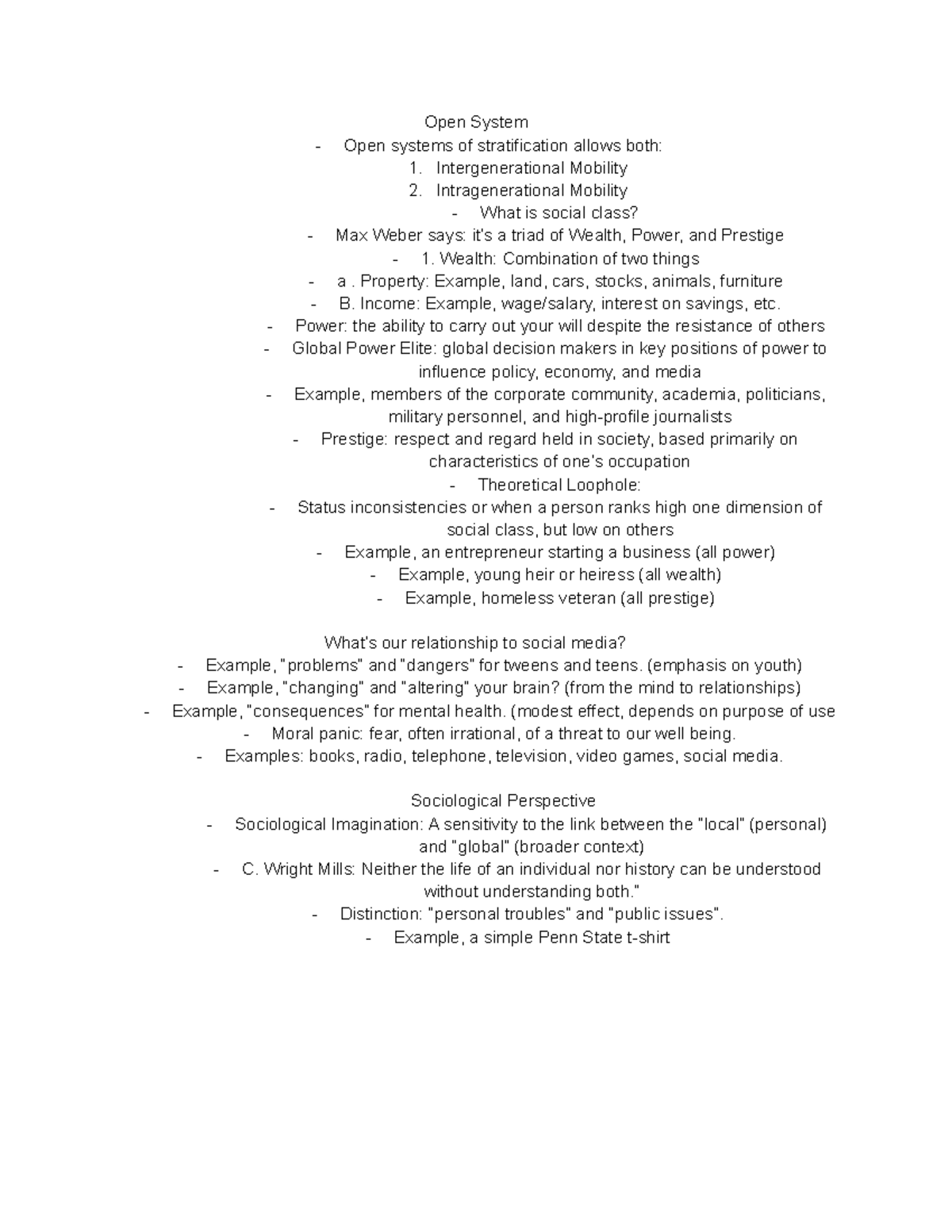 Socio 6,7 - Open System Open systems of stratification allows both ...