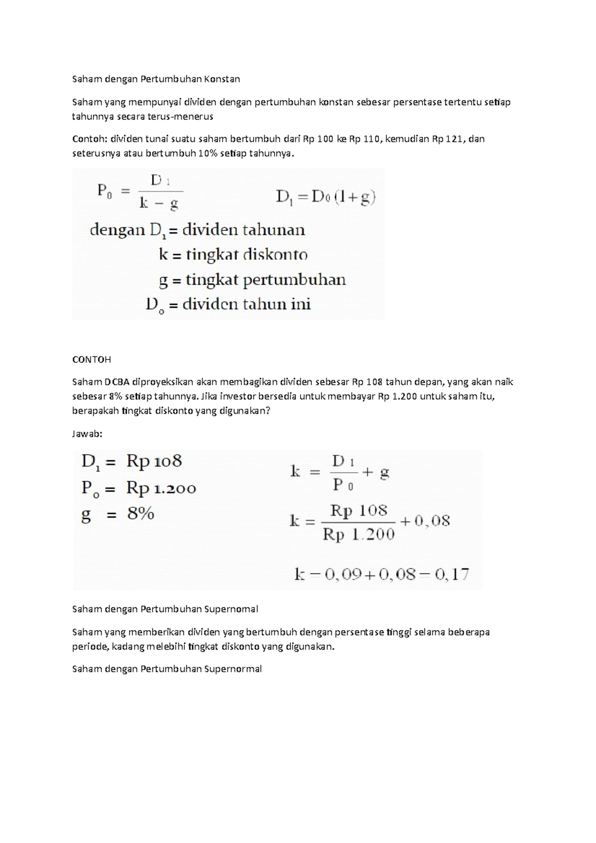 Saham Dengan Pertumbuhan Konstan - CONTOH Saham DCBA Diproyeksikan Akan ...