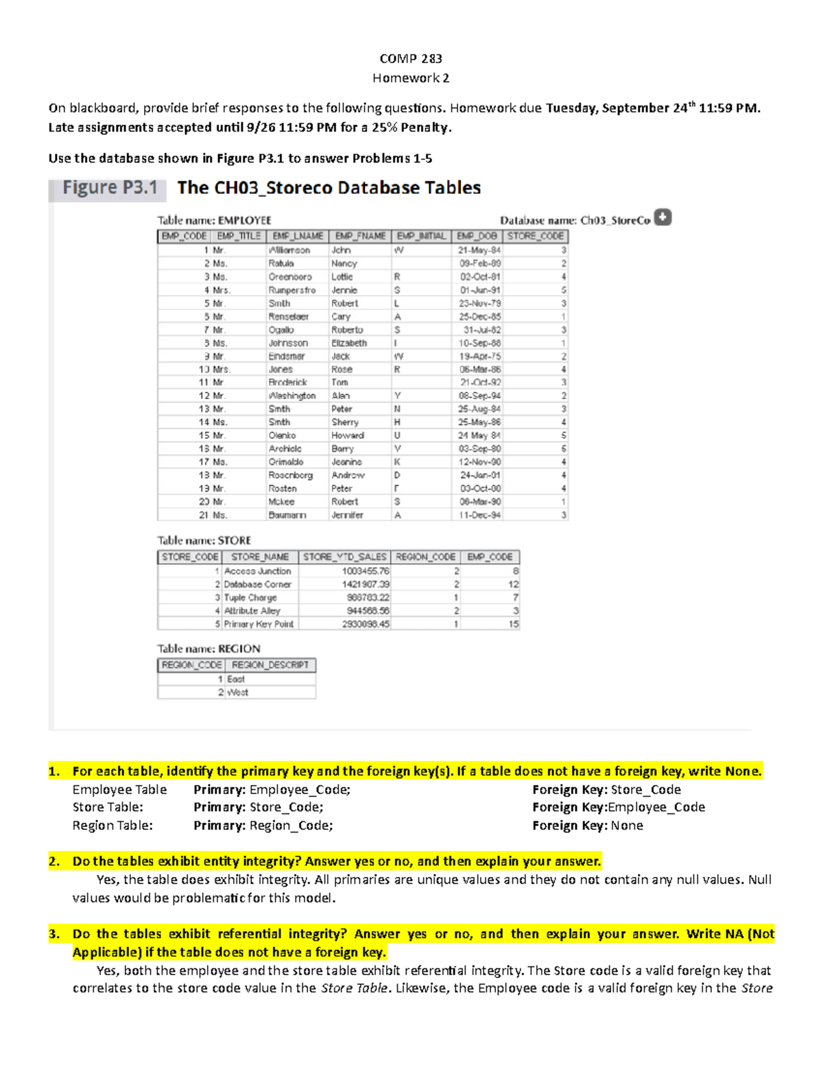 Homework 2 Database Integrity Comp 2 Bridgestateu Studocu