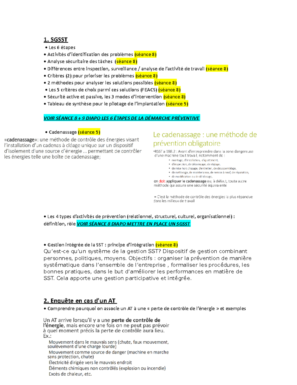 Révision Pour Le 2e Mini Cas ORH3620 - 1. SGSST Les 6 étapes Activités ...