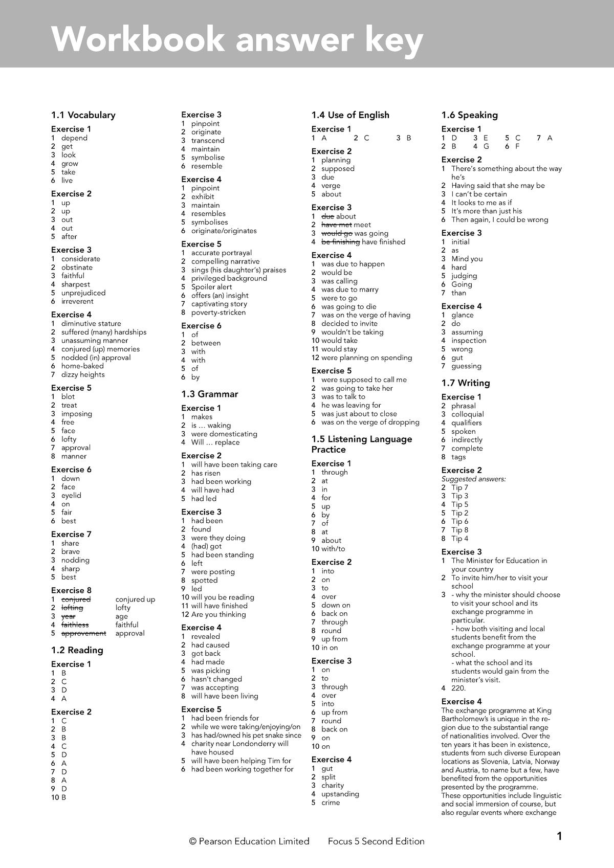 676 10- Focus 5. Workbook answer keys 2020, 2nd - 1 Vocabulary Exercise 1 1  depend 2 get 3 look 4 - Studocu