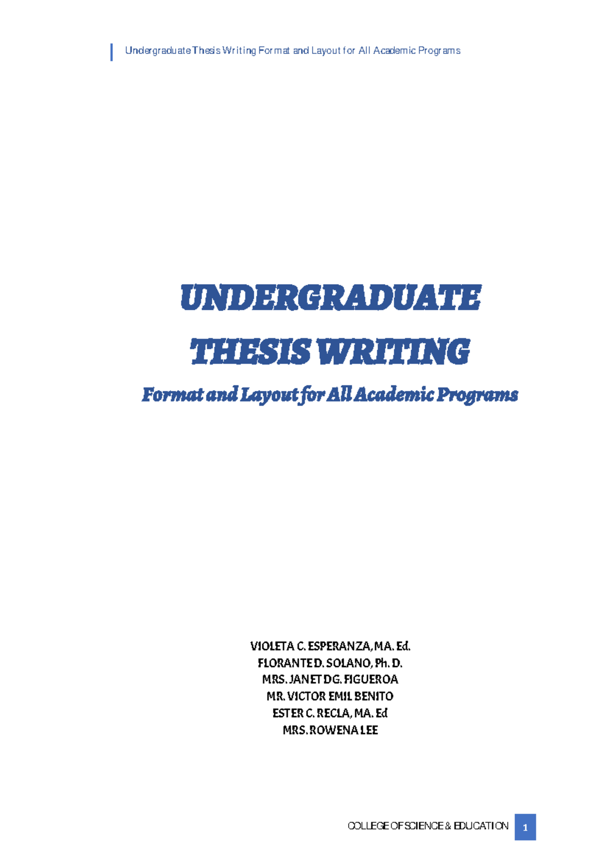 Undergraduate Thesis for Beginner - UNDERGRADUATE THESIS WRITING Format ...