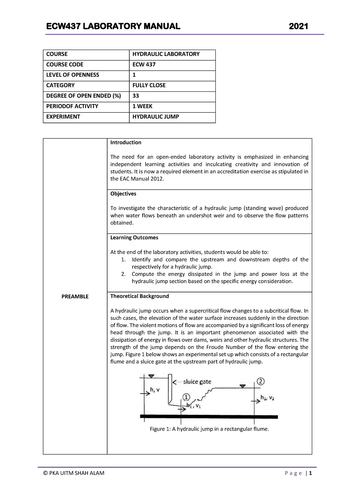 Hydraulic Jump Level 1 - all about the experiment have been explained ...