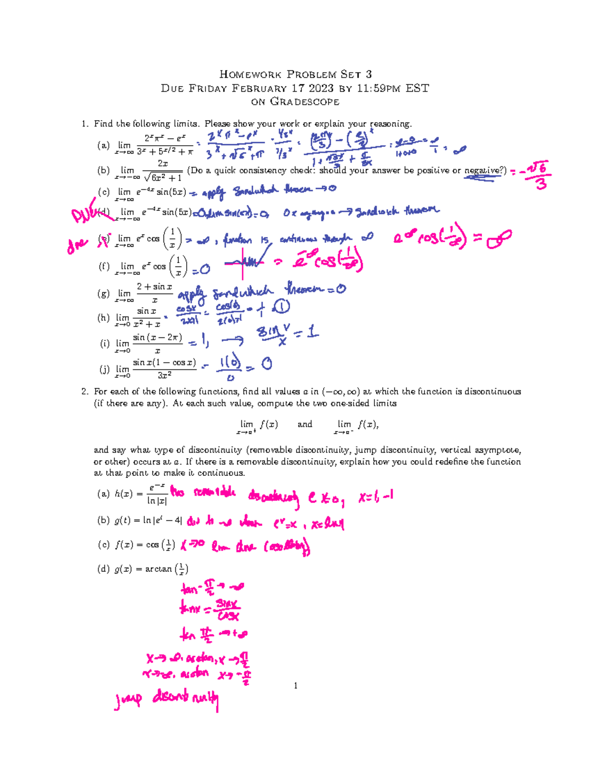 homework #3 solution set