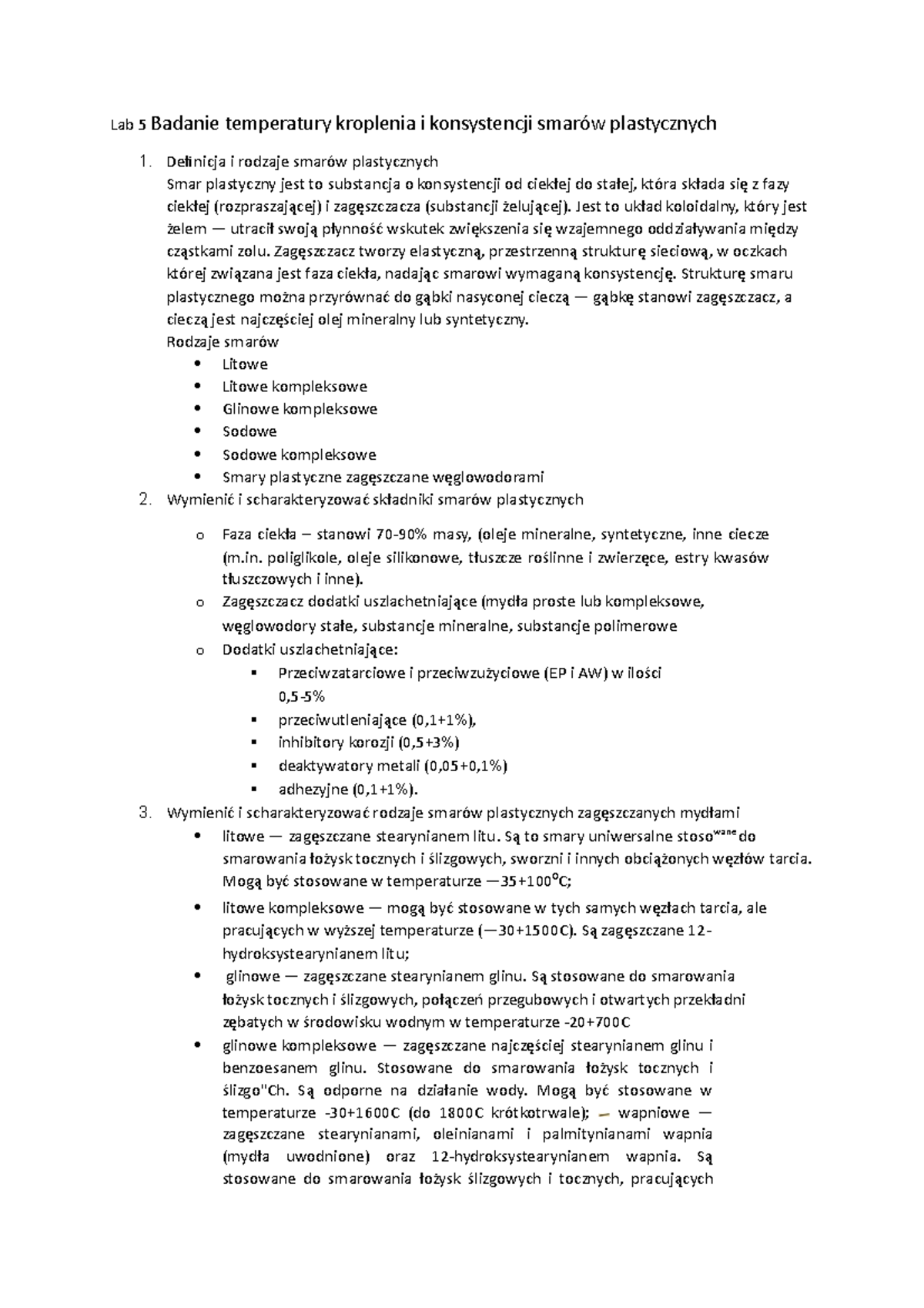 Płyny Eksploatacyjne Wstęp Do Zajęć Laboratoryjnych Pdf