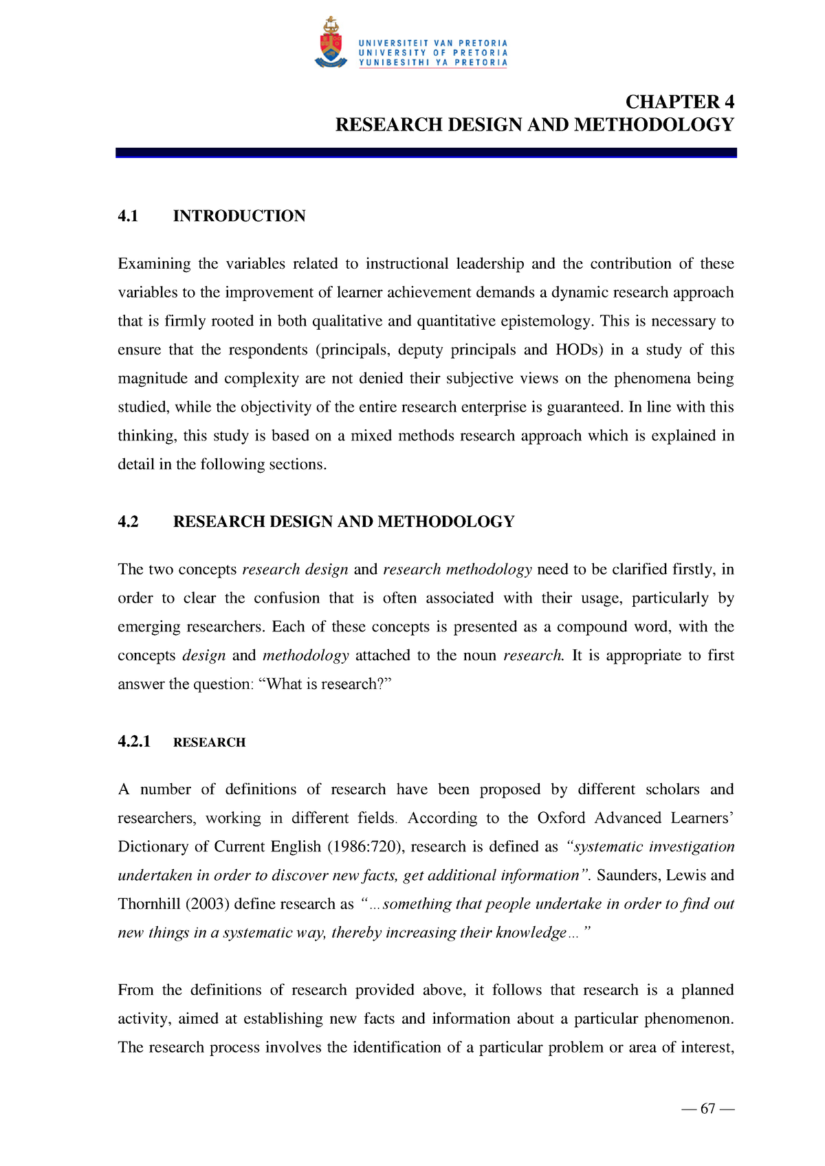 steps in making chapter 4 research