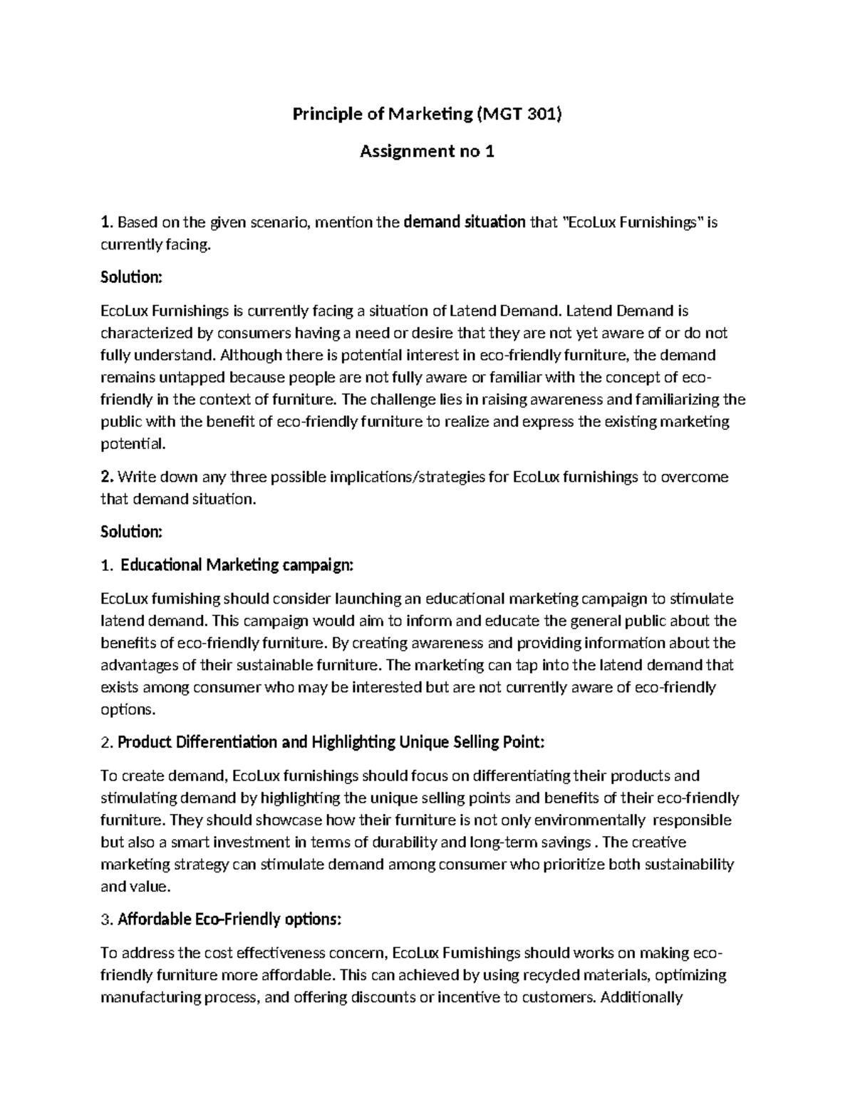 Mgt 301 Assignment No 1 Principle Of Marketing Mgt 301 Assignment No 1 Based On The Given Mgt 301 Assignment No 1 Principle Of Marketing Mgt 301 Assignment No 1 Based On The Given