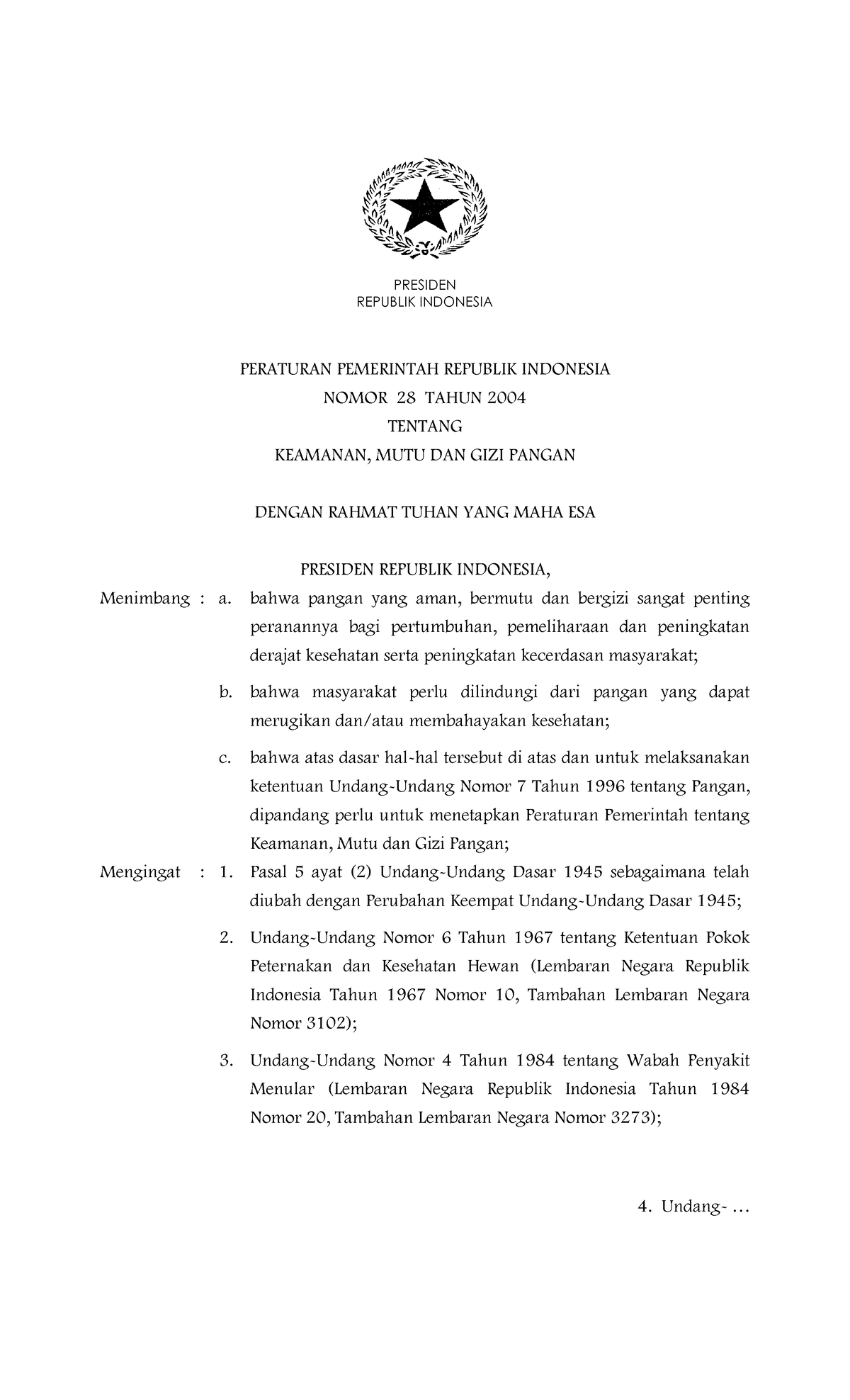 PP No.28 TH 2004 - Abcde - REPUBLIK INDONESIA PERATURAN PEMERINTAH ...