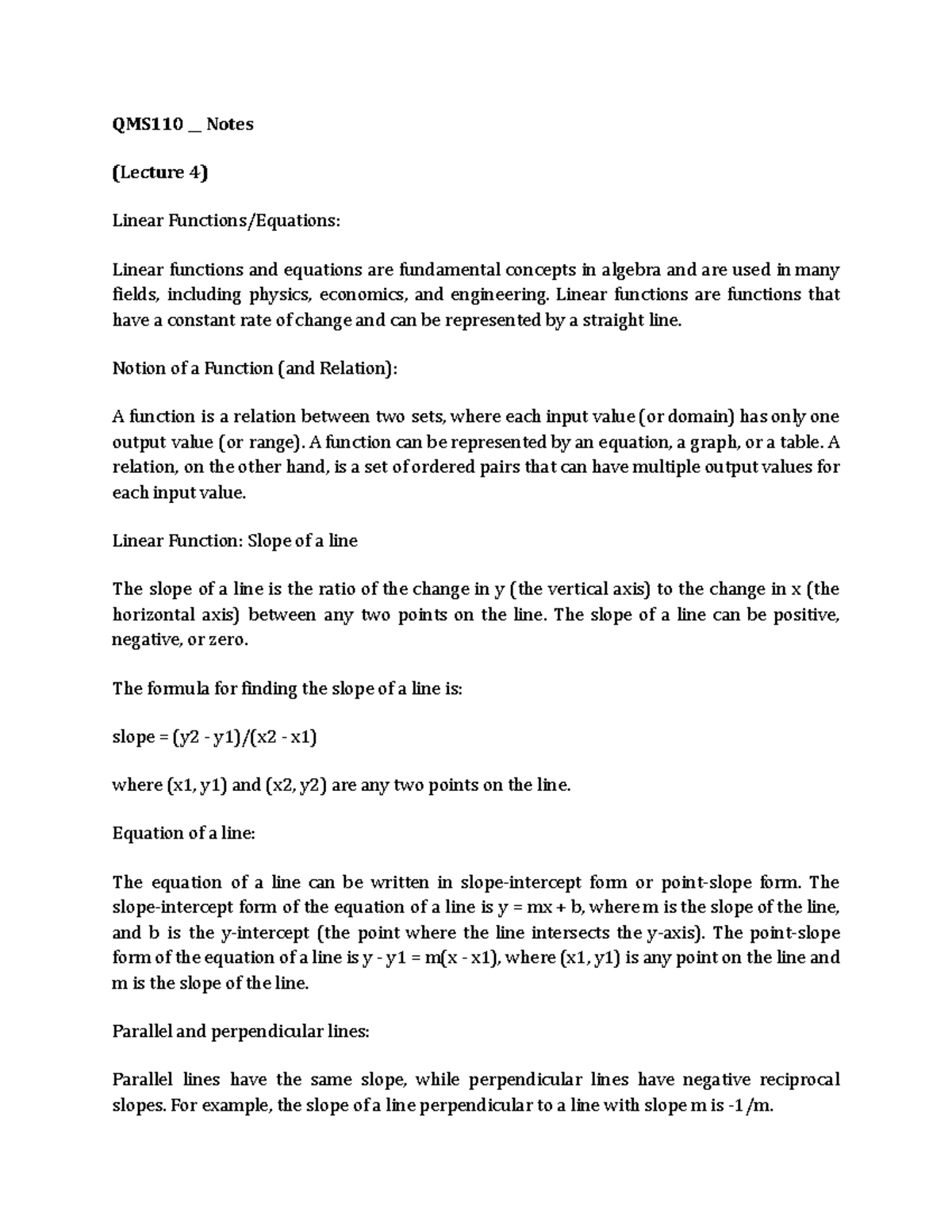 qms110-notes-lecture-4-qms110-notes-lecture-4-linear-functions