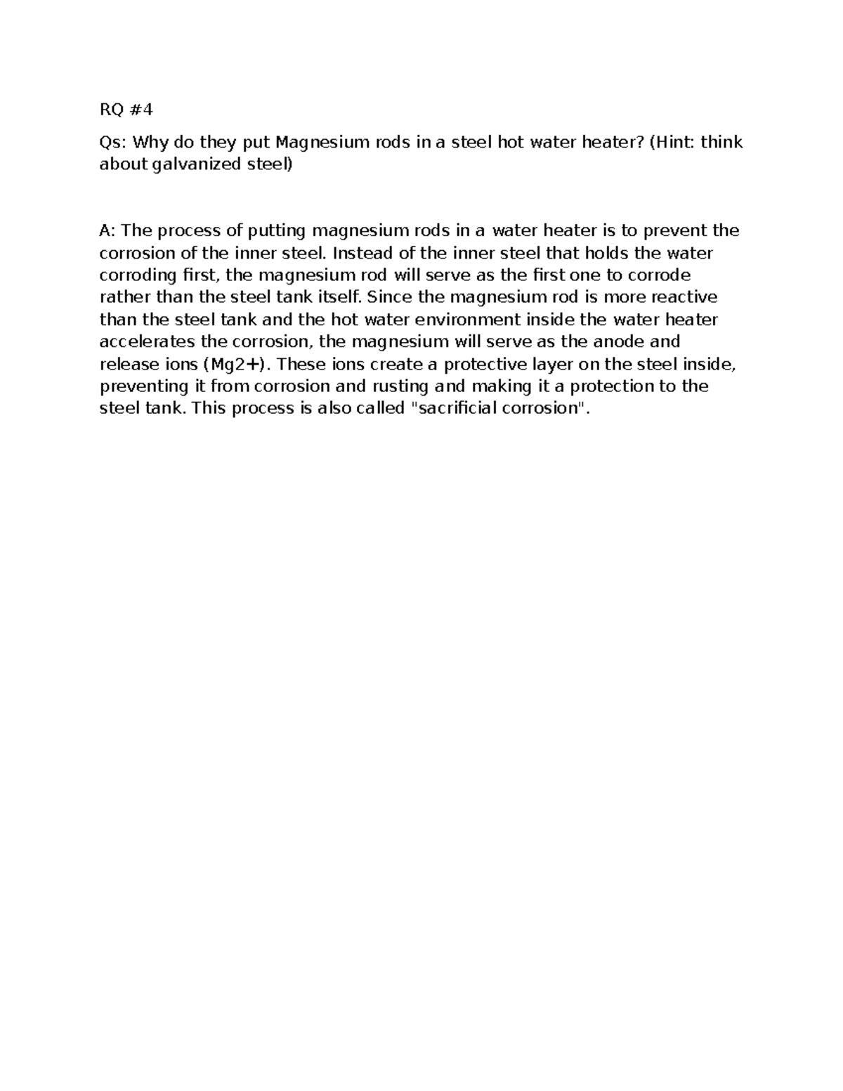 RQ4 - this is a review question from laboratory experiment - RQ Qs: Why ...