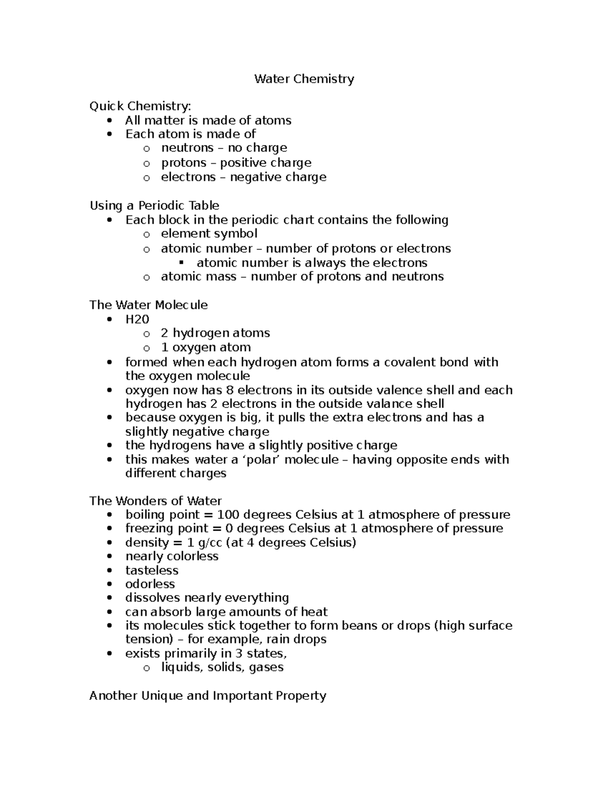 Water Chemistry Notes Water Chemistry Quick Chemistry All matter
