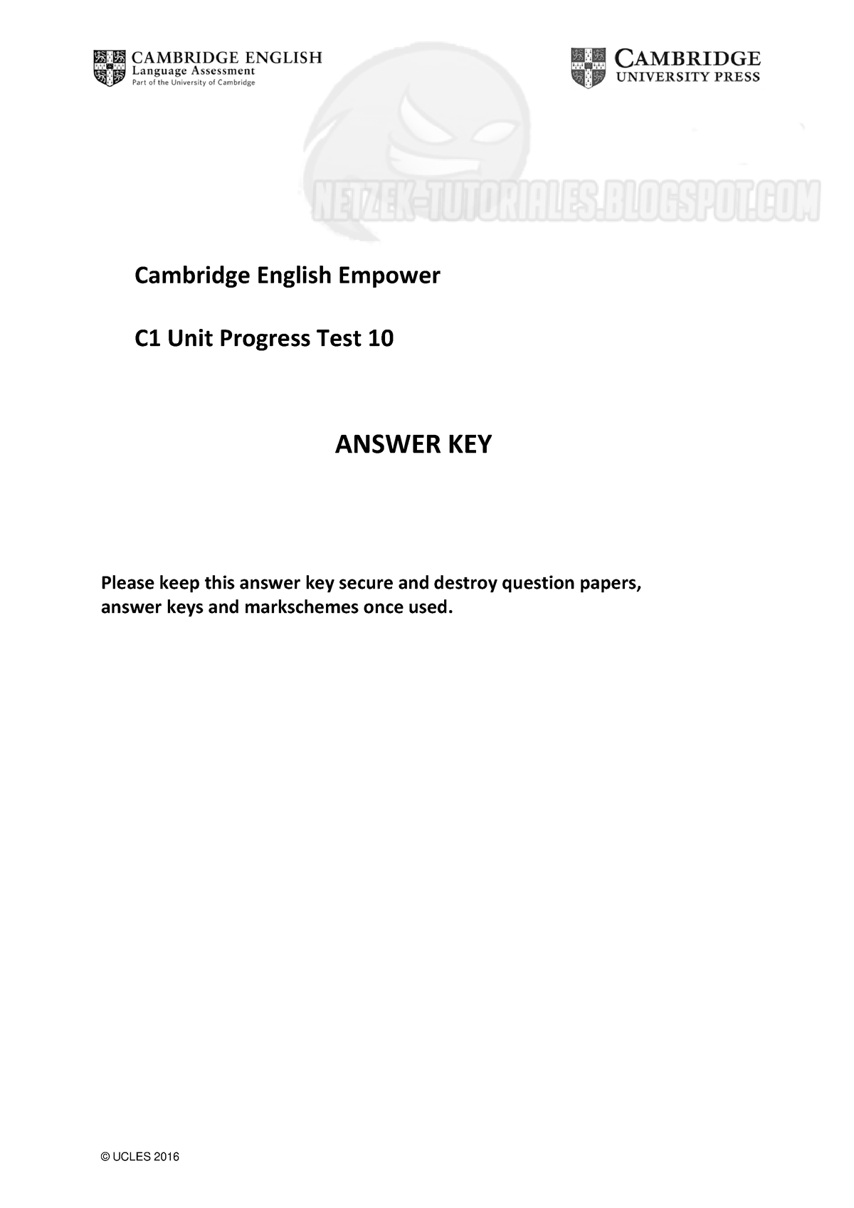 English Test Answer Key