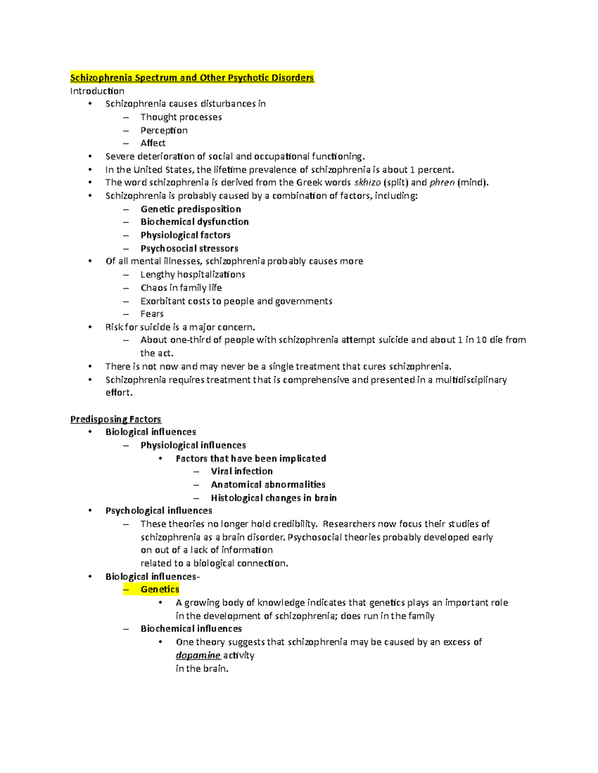 Mental study guide note - Schizophrenia Spectrum and Other Psychotic ...
