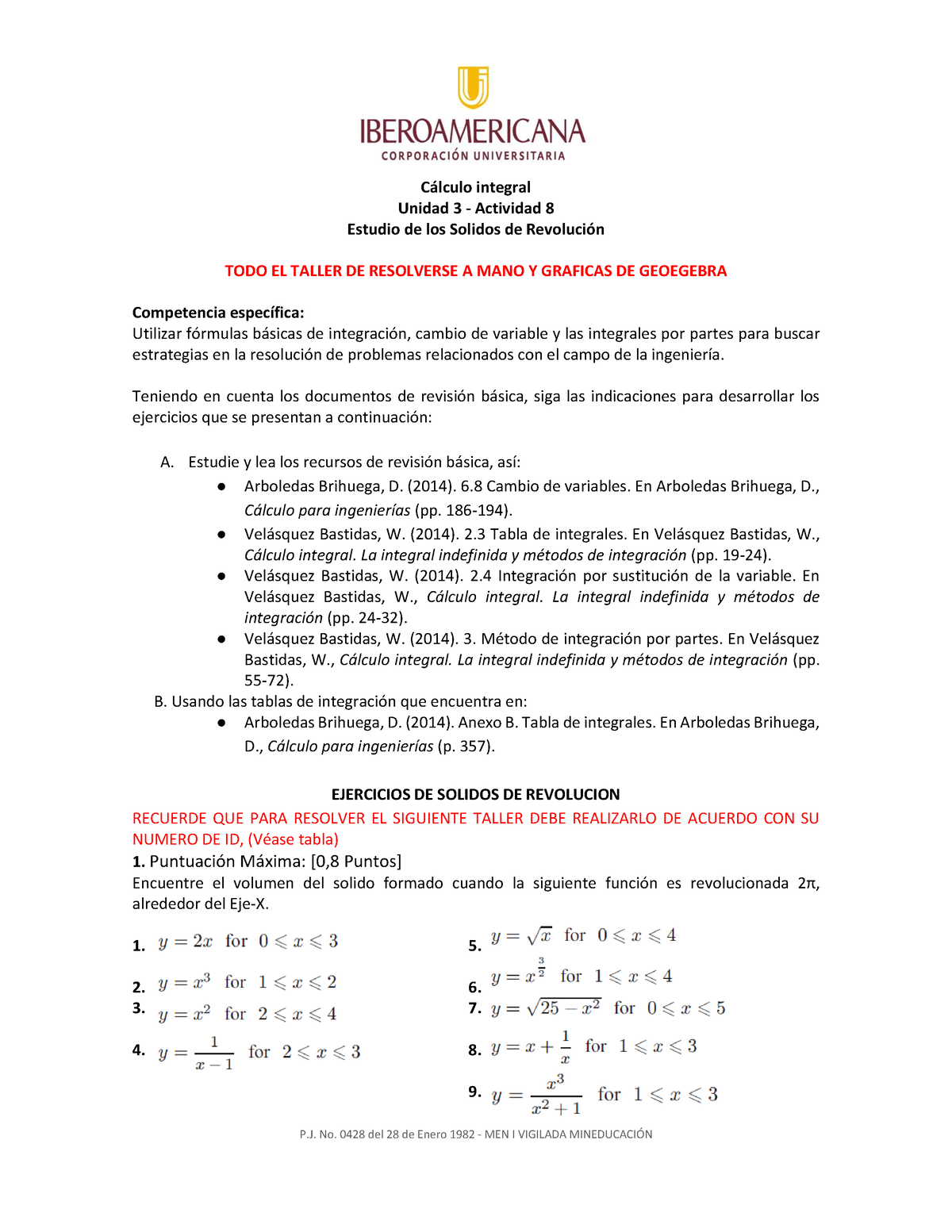 Actividad 8 - Estudio De Los Solidos De Revolucion - C·lculo Integral ...