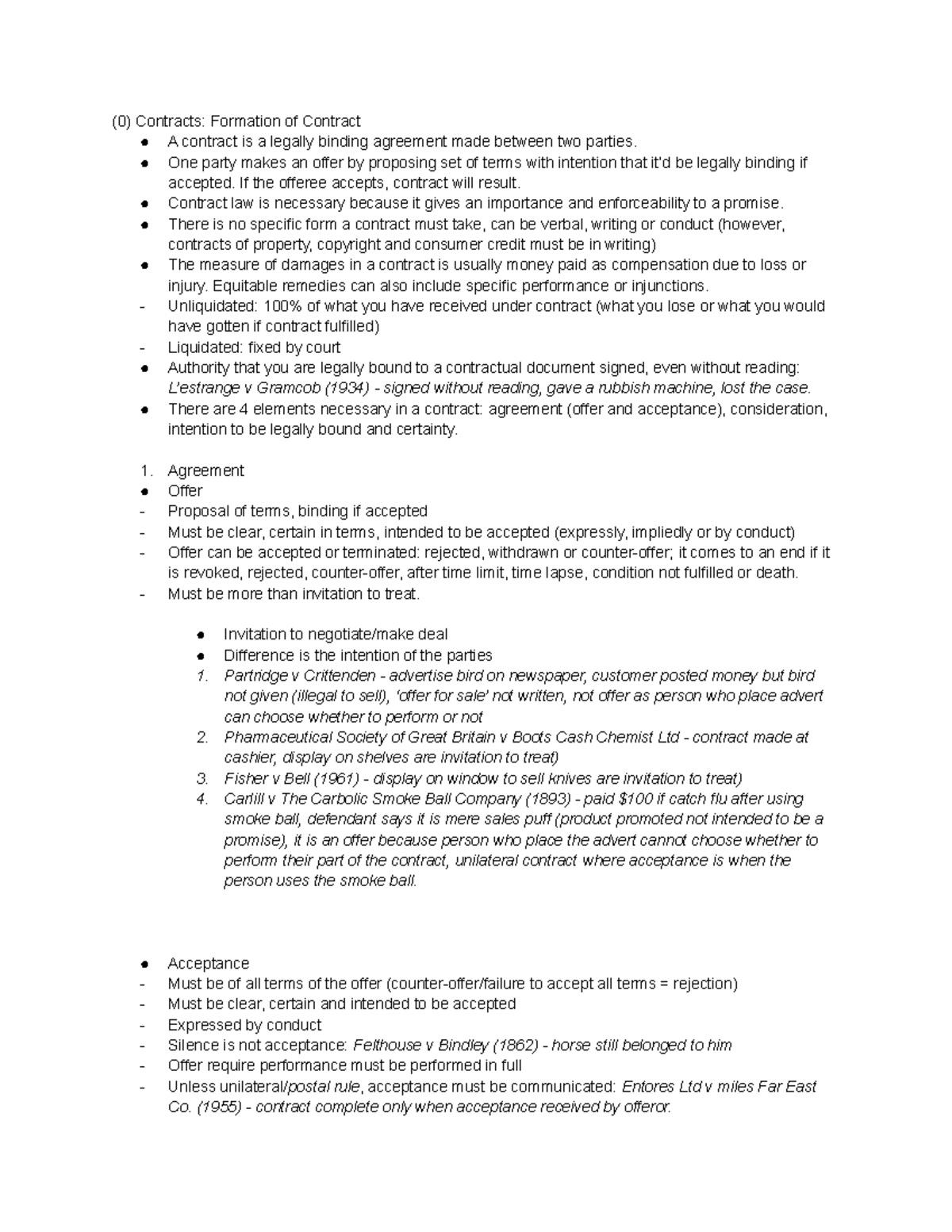 (0) Contracts Formation - (0) Contracts: Formation of Contract A ...