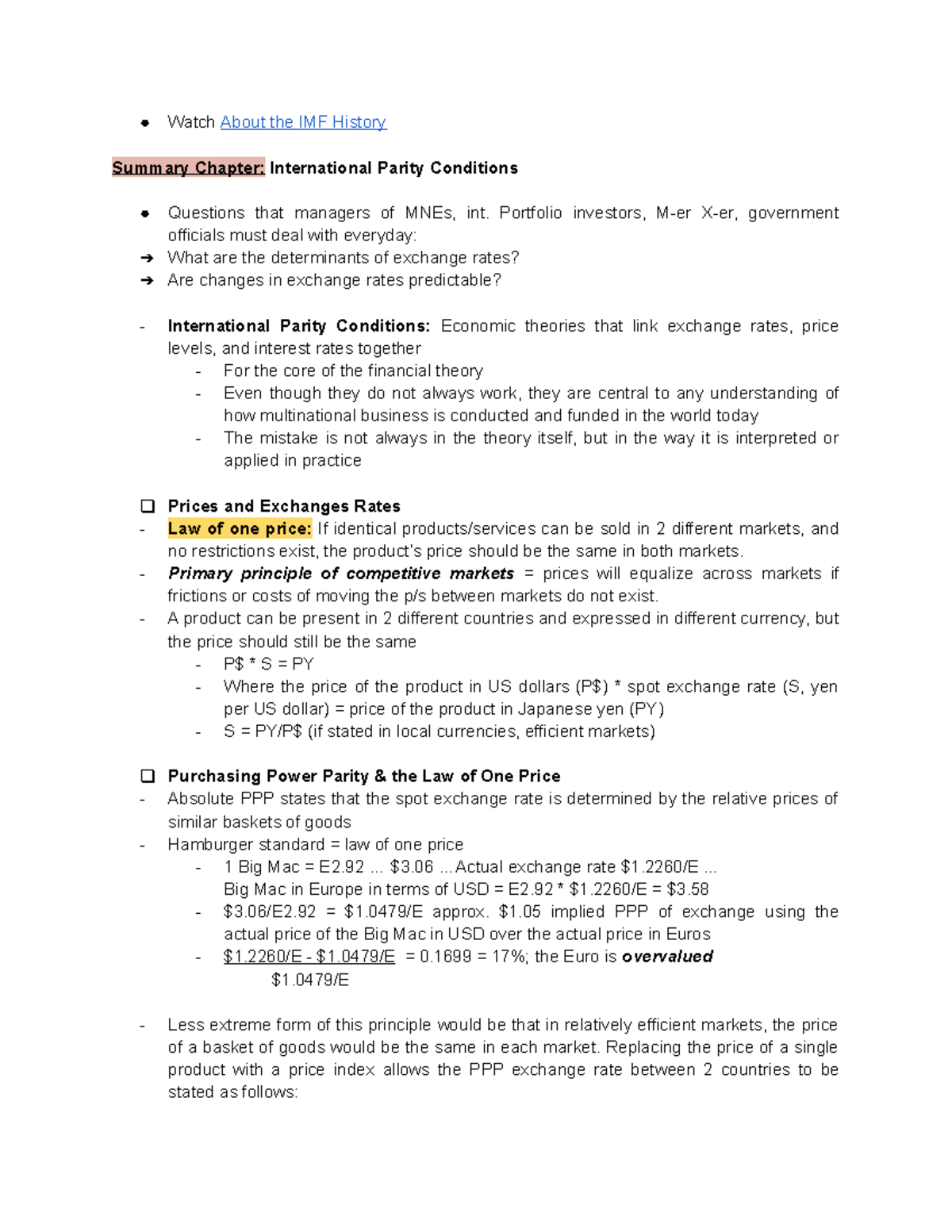 Ch 4 International Parity Conditions - Watch About the IMF History ...