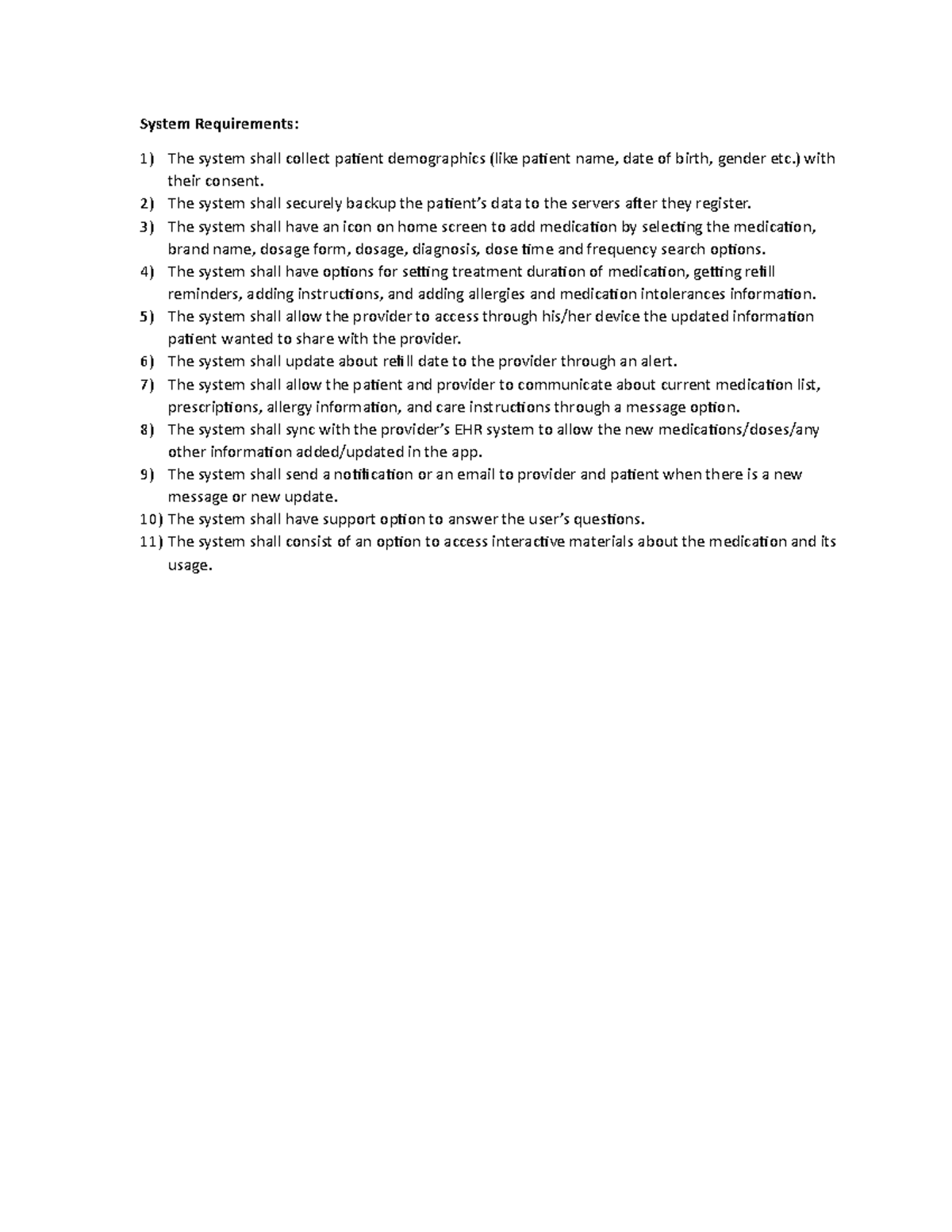 Module 3-System Requirements - System Requirements: The system shall ...