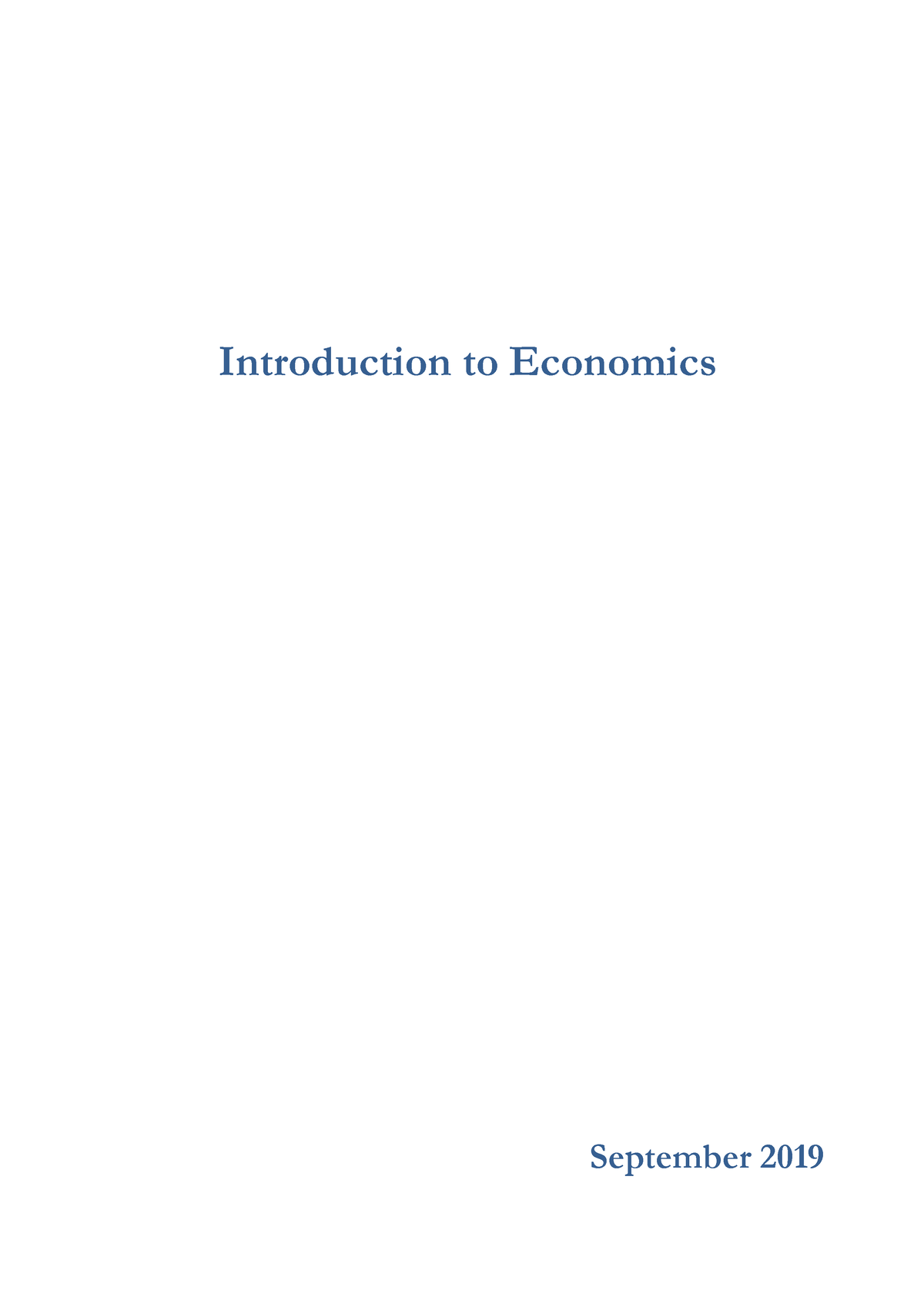 Introduction To Economics - Introduction To Economics September 2019 Ii ...