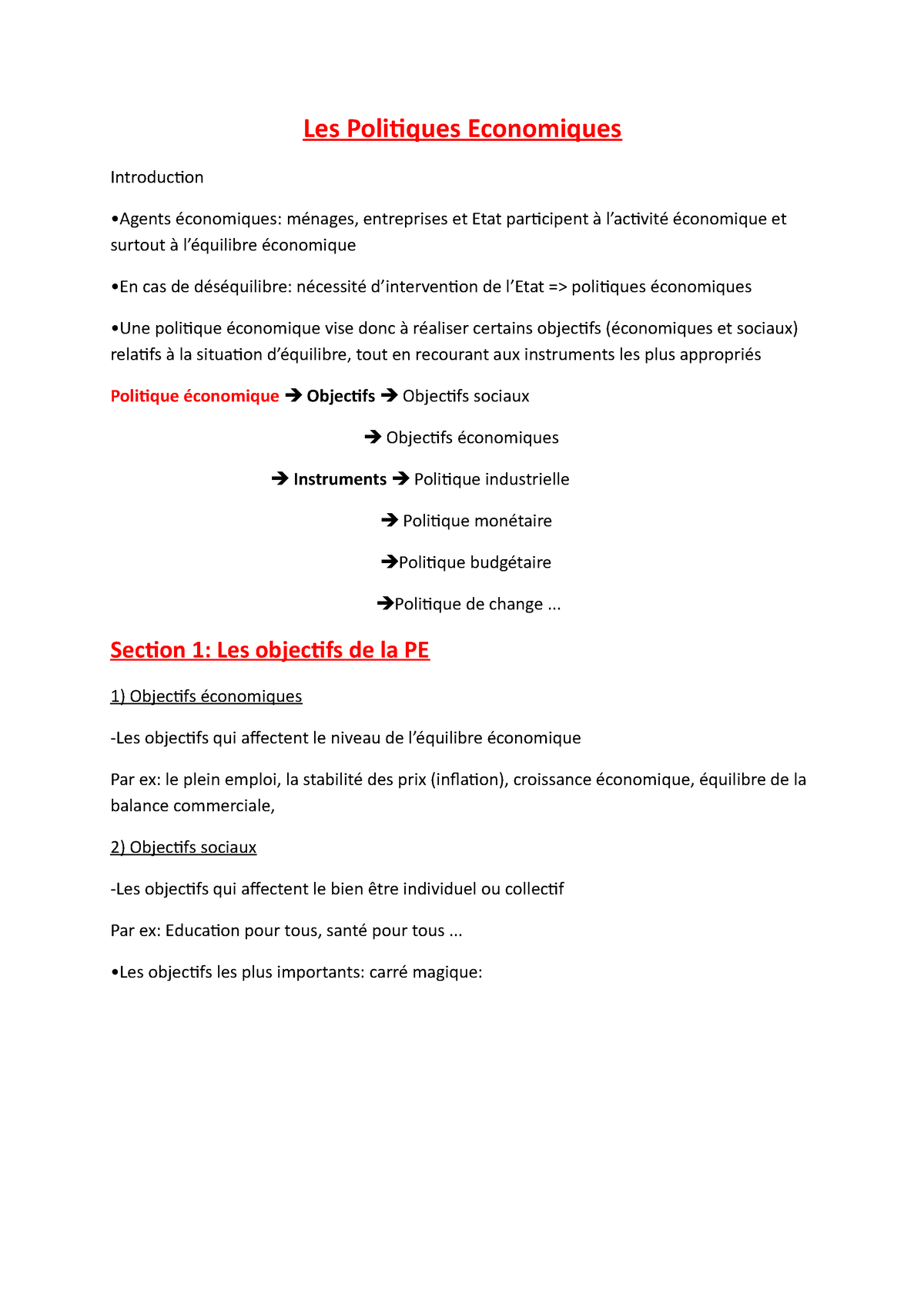 Chapitre 6 - Notes De Cours 6 - Les Politiques Economiques Introduction ...