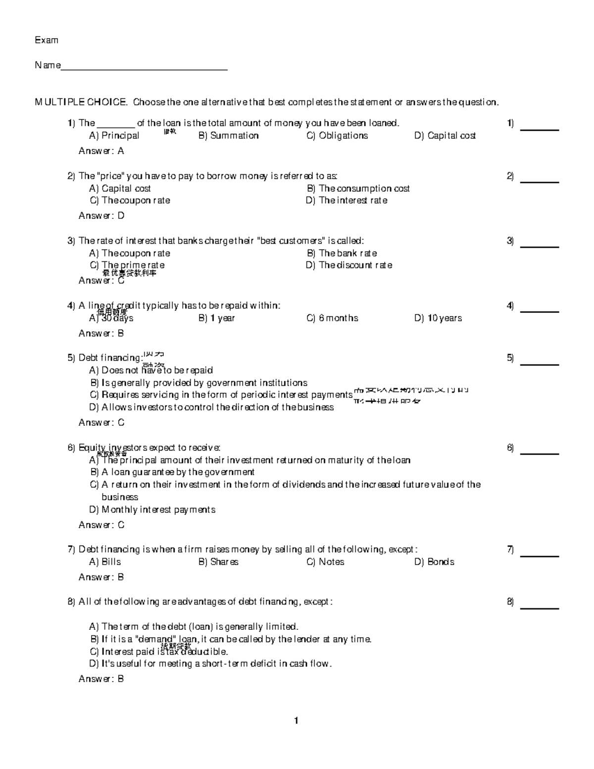 Chapter 7 Testbanks - Exam Name ...