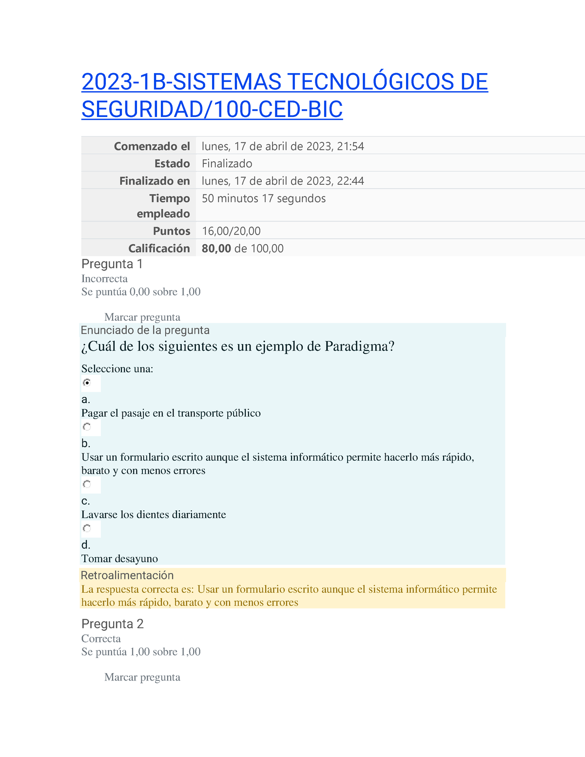 Prueba 1 Sistemas Tecnologicos De Seguridad - 2023-1B-SISTEMAS ...